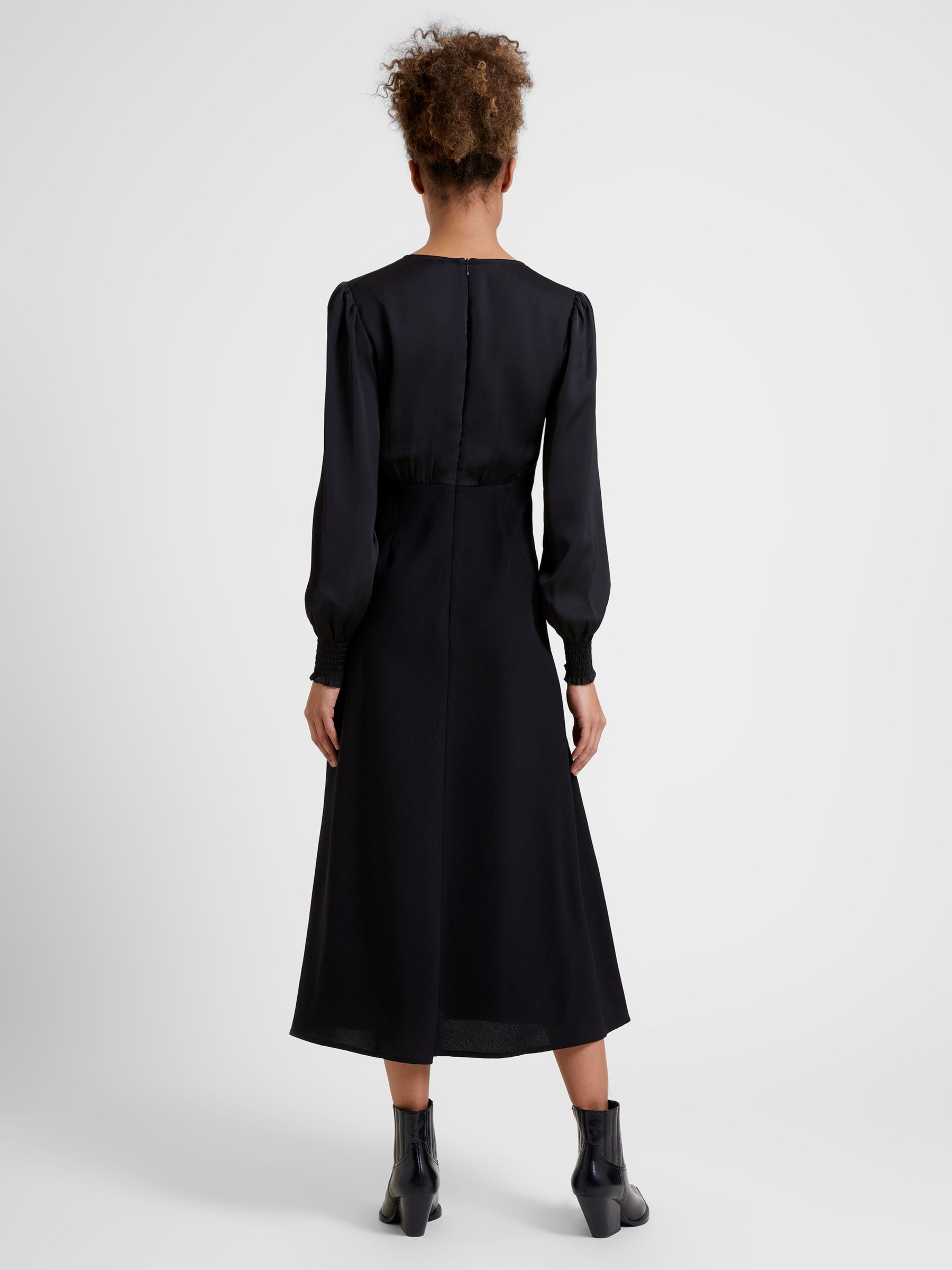 Great Plains Ferne Crepe Midi Dress, Black at John Lewis & Partners