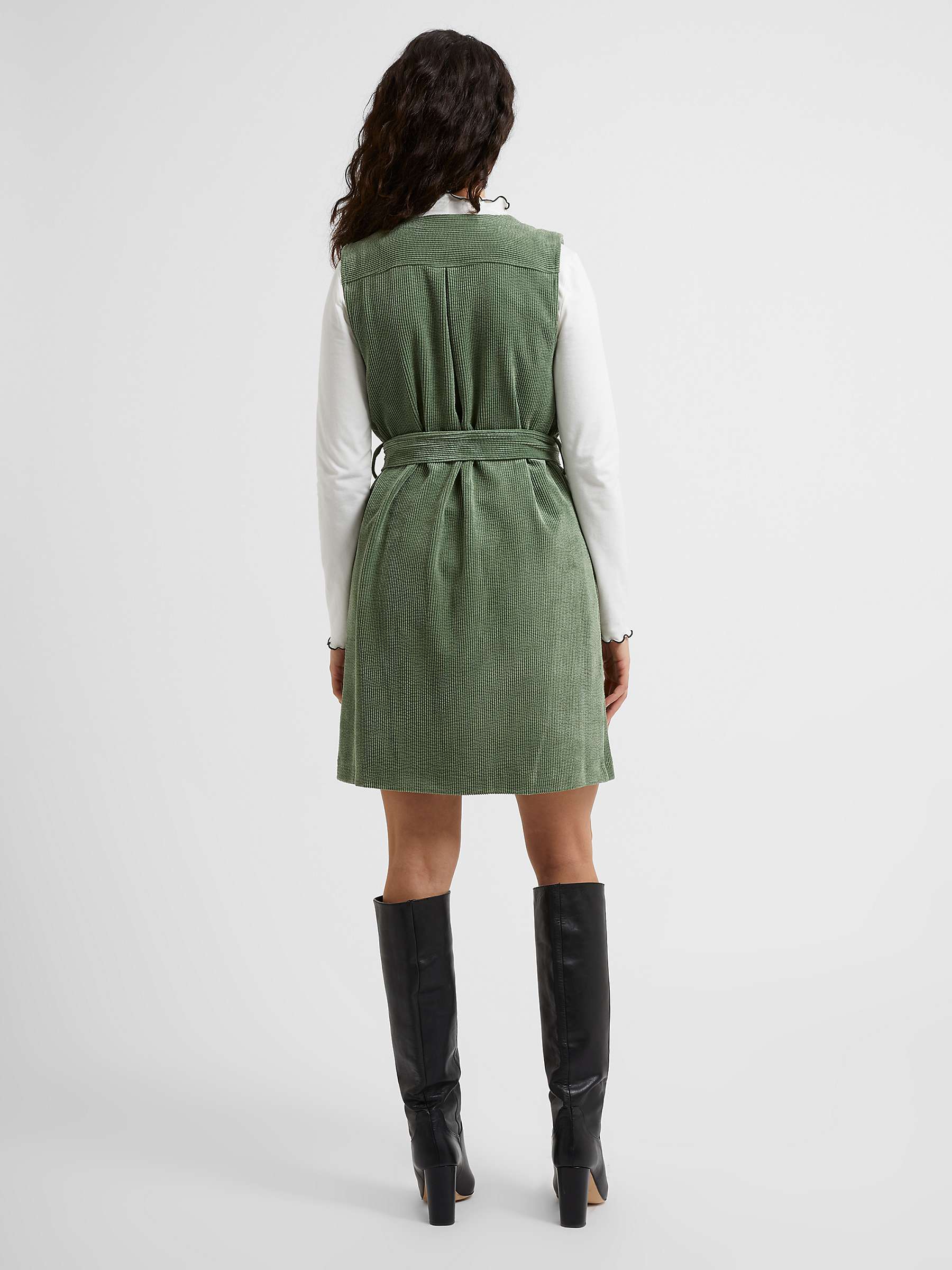 Buy Great Plains Winter Cord Belted Pinafore Mini Dress, Artichoke Online at johnlewis.com