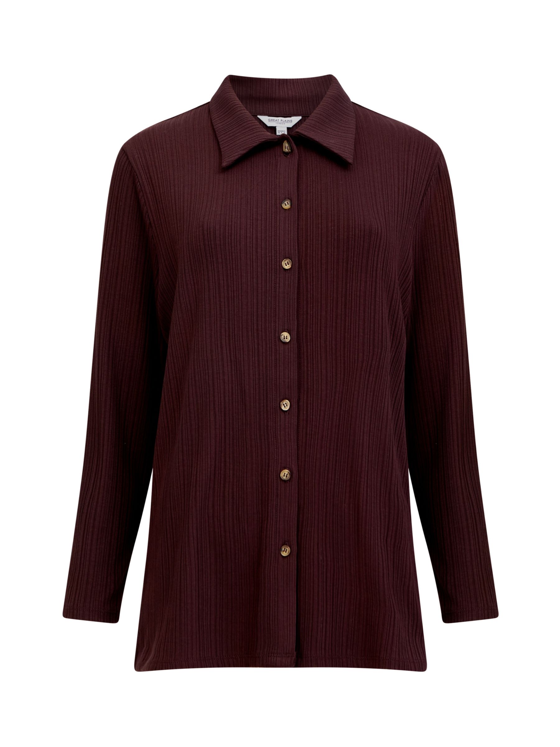 Buy Great Plains Modern Rib Jersey Shirt, Cocoa Online at johnlewis.com