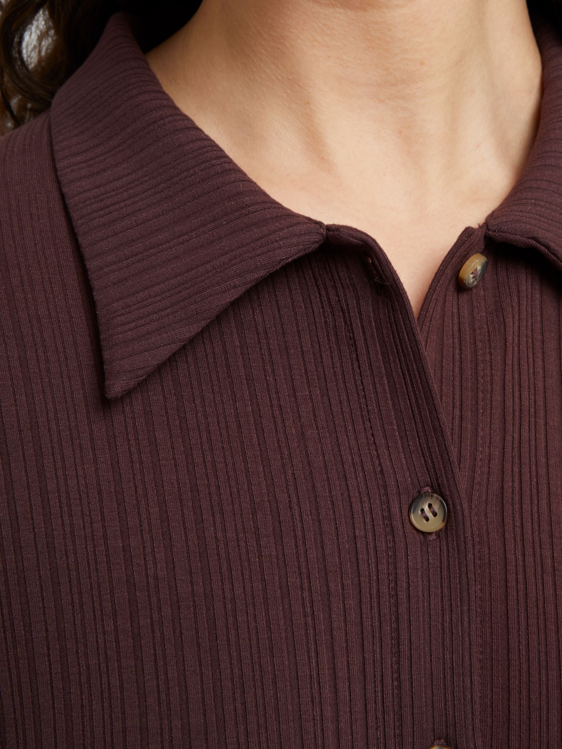 Buy Great Plains Modern Rib Jersey Shirt, Cocoa Online at johnlewis.com