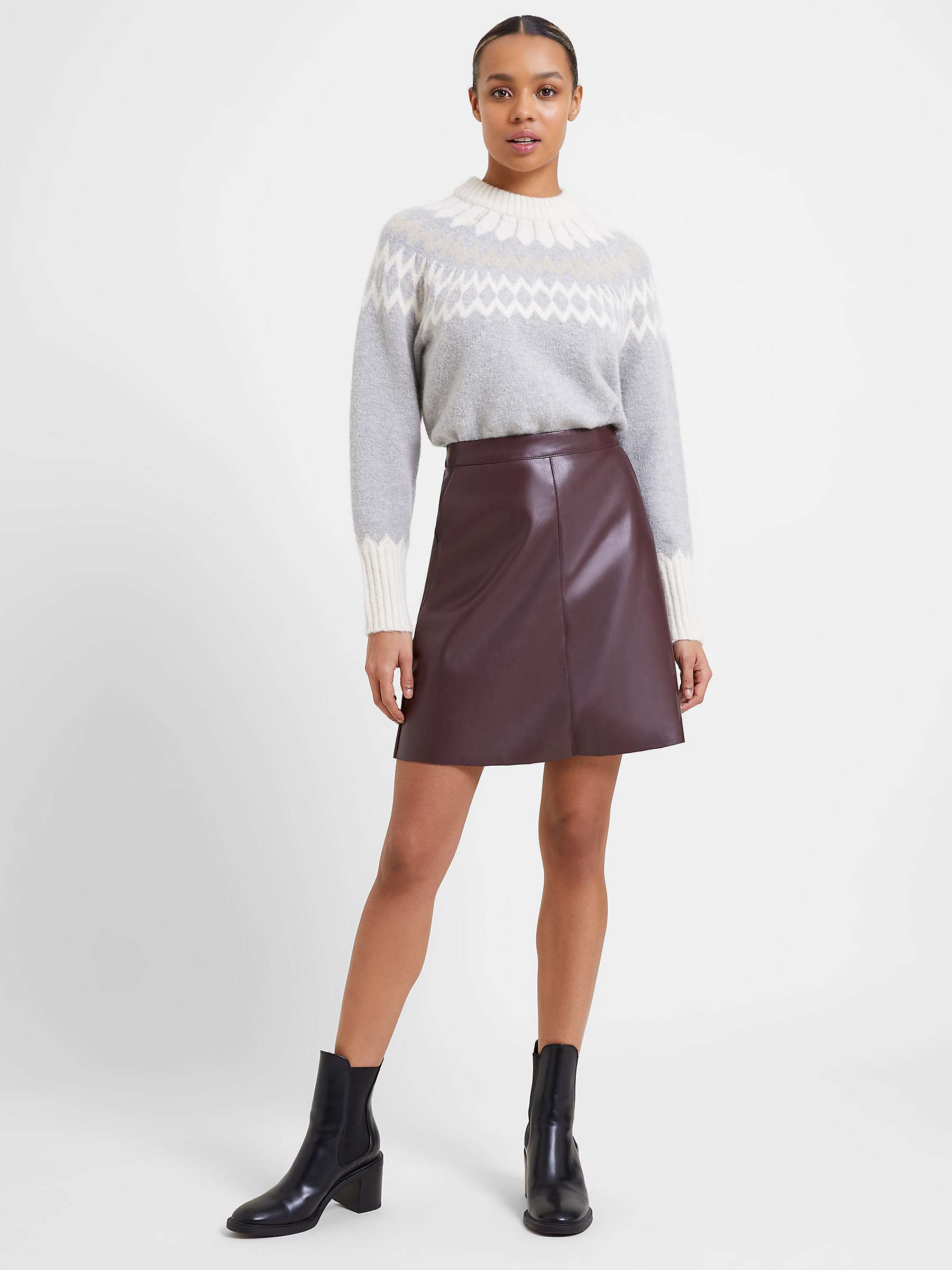 Great Plains Ania Faux Leather Skirt, Cocoa at John Lewis & Partners
