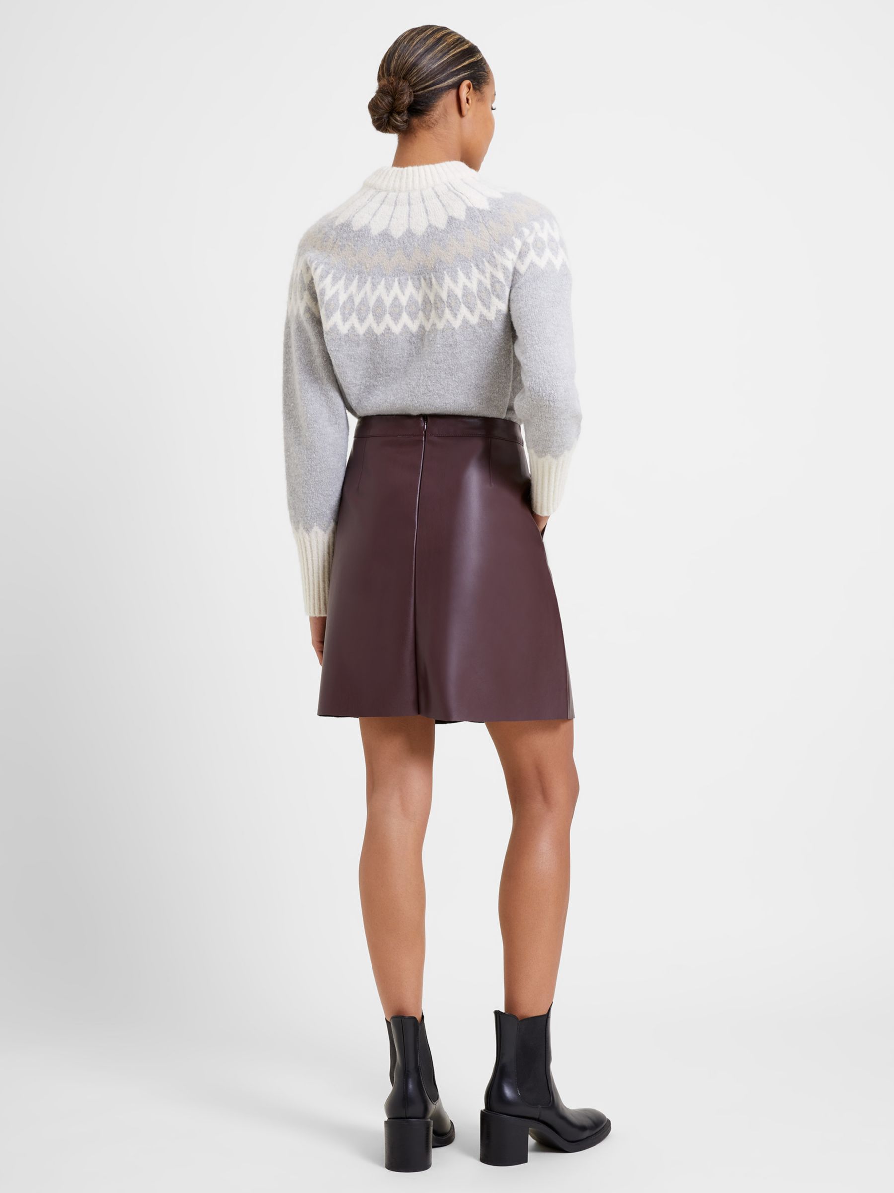 Burgundy leather shop skirt john lewis