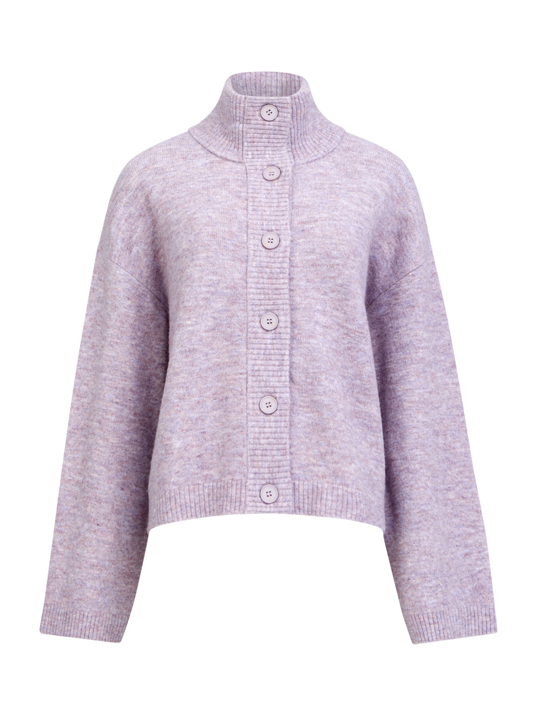 Great Plains Carice Knit Button Down Cardigan, Lavender Marl, 8