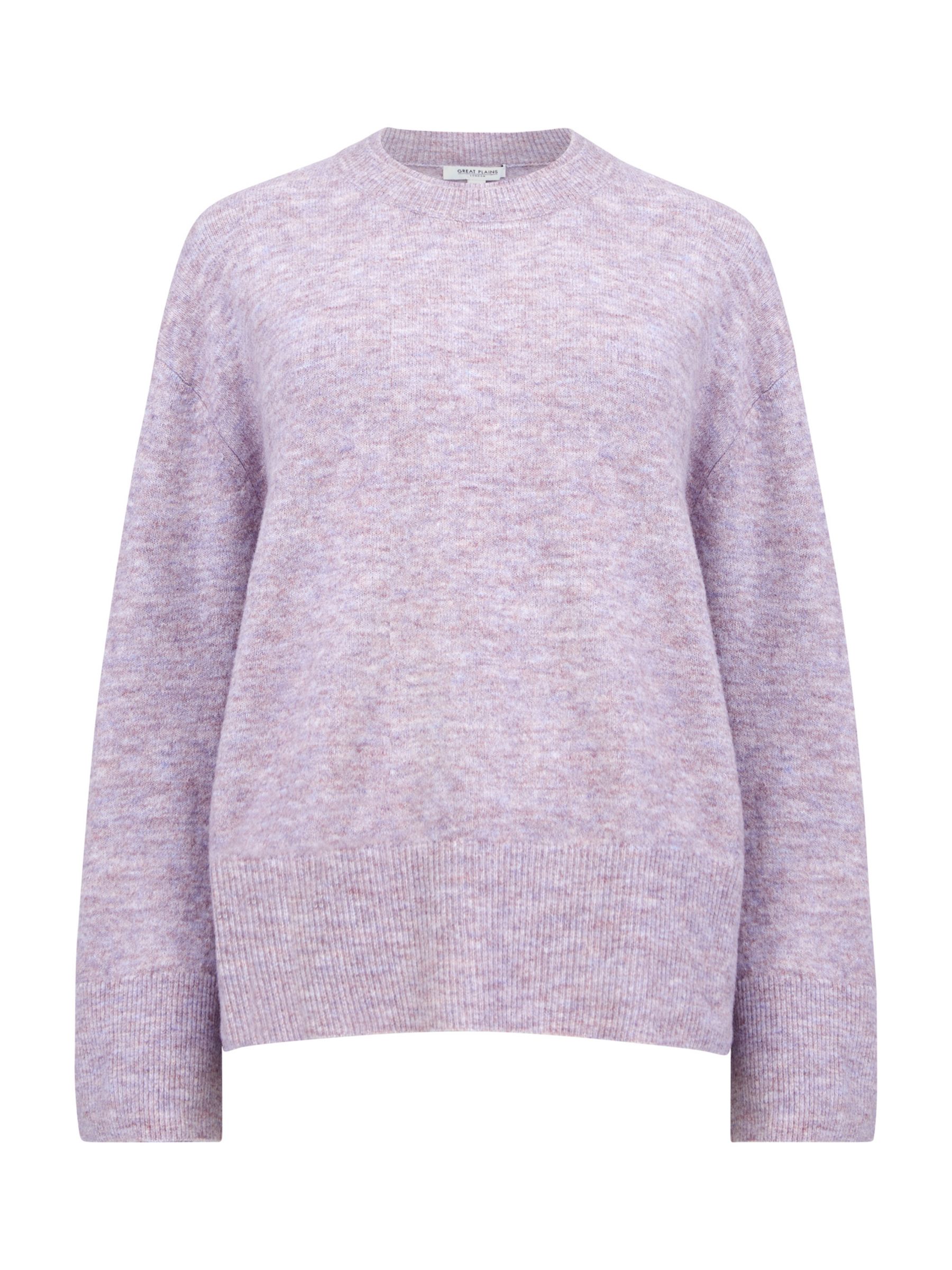 Great Plains Carice Knit Crew Neck Jumper, Lavender Marl at John Lewis ...