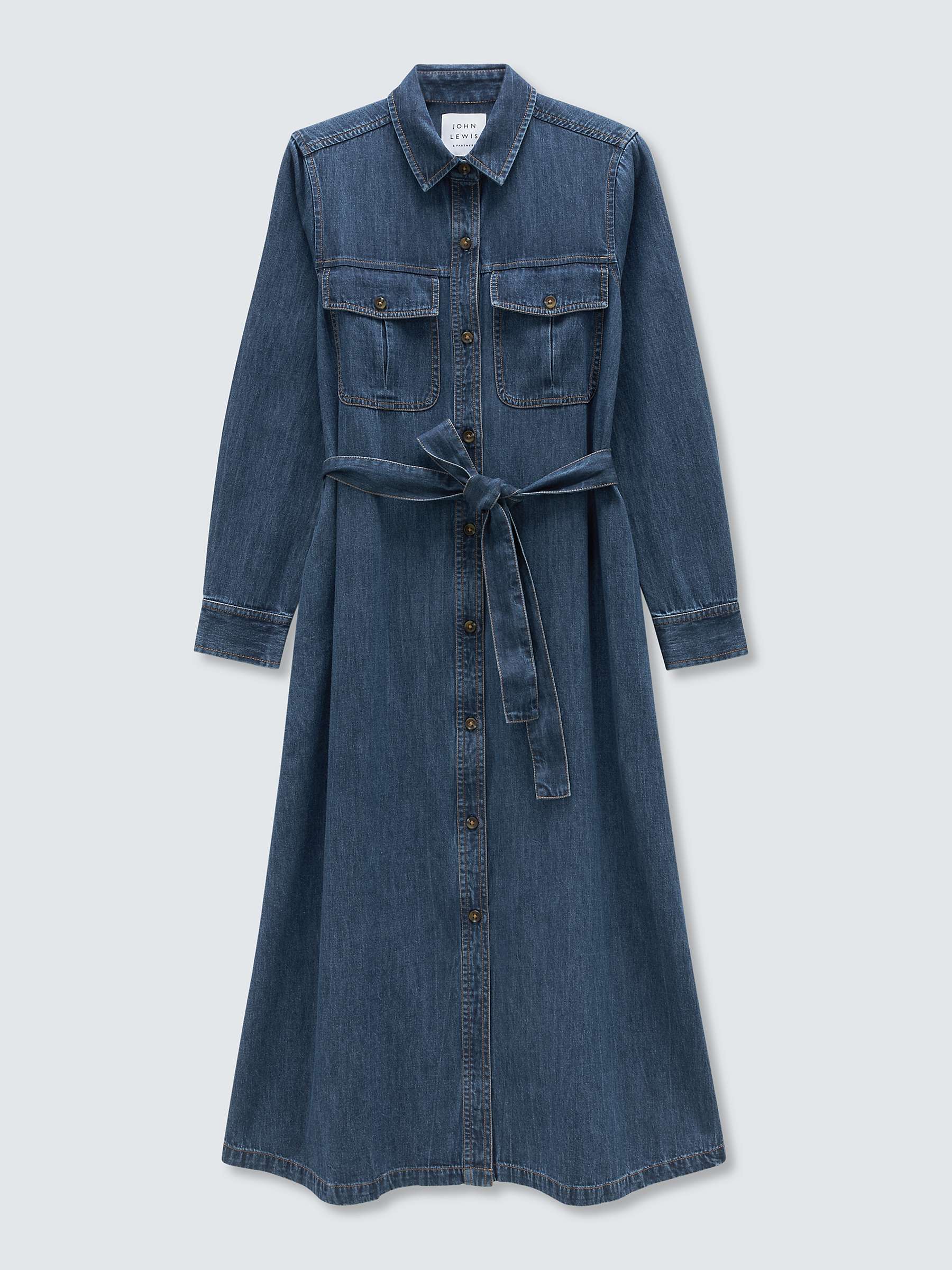Buy John Lewis Denim Shirt Midi Dress, Blue Online at johnlewis.com