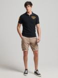 Superdry Organic Cotton Applique Classic Fit Polo Shirt, Black