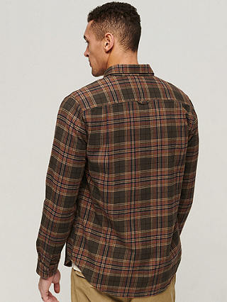 Superdry Organic Cotton Long Sleeve Lumberjack Shirt, Drayton Check Olive