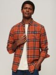 Superdry Organic Cotton Long Sleeve Lumberjack Shirt, Drayton Check Orange