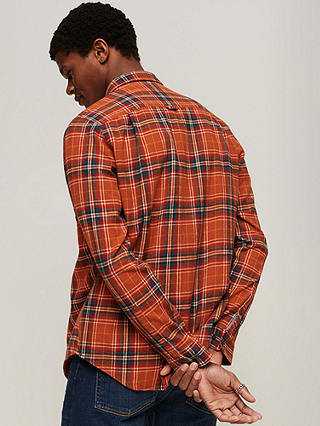 Superdry Organic Cotton Long Sleeve Lumberjack Shirt, Drayton Check Orange