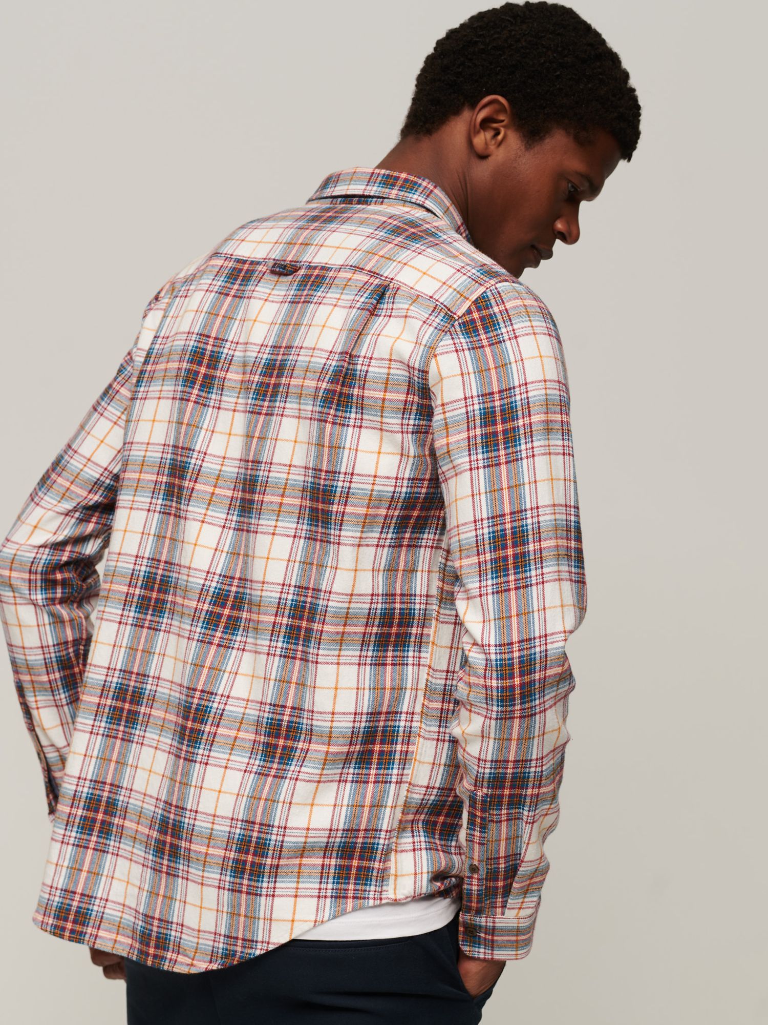 Superdry Organic Cotton Long Sleeve Lumberjack Shirt, Drayton Check Optic, S