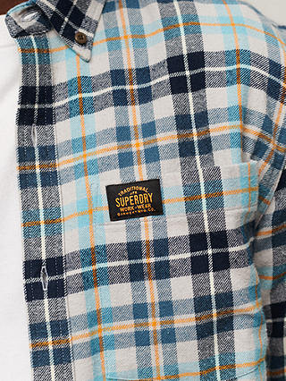 Superdry Organic Cotton Long Sleeve Lumberjack Shirt, Canyon Check Grey