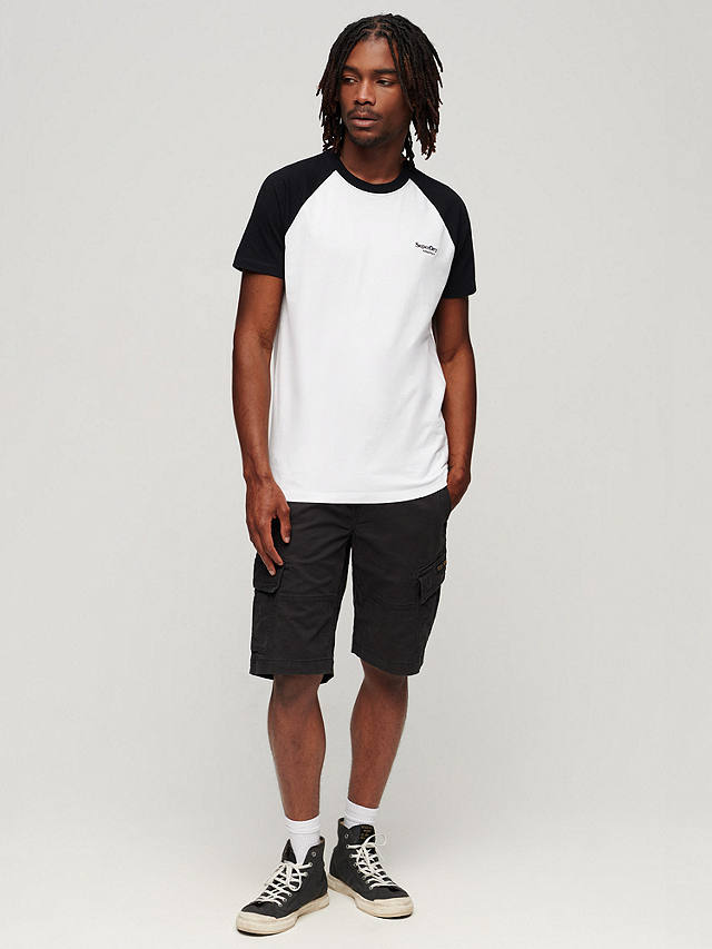 Superdry Organic Cotton Essential Logo Baseball T-Shirt, Optic/Black