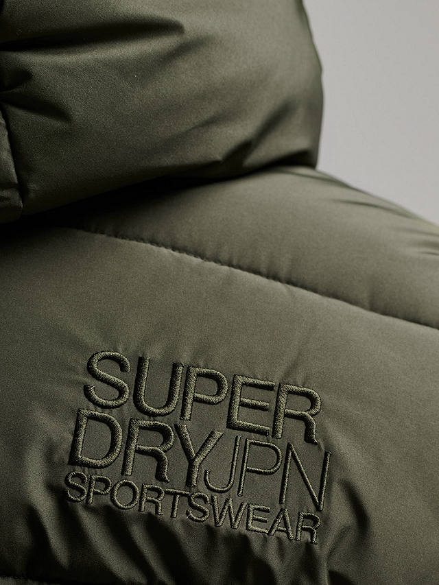 Superdry Hooded Sports Puffer Jacket, Dark Moss Green