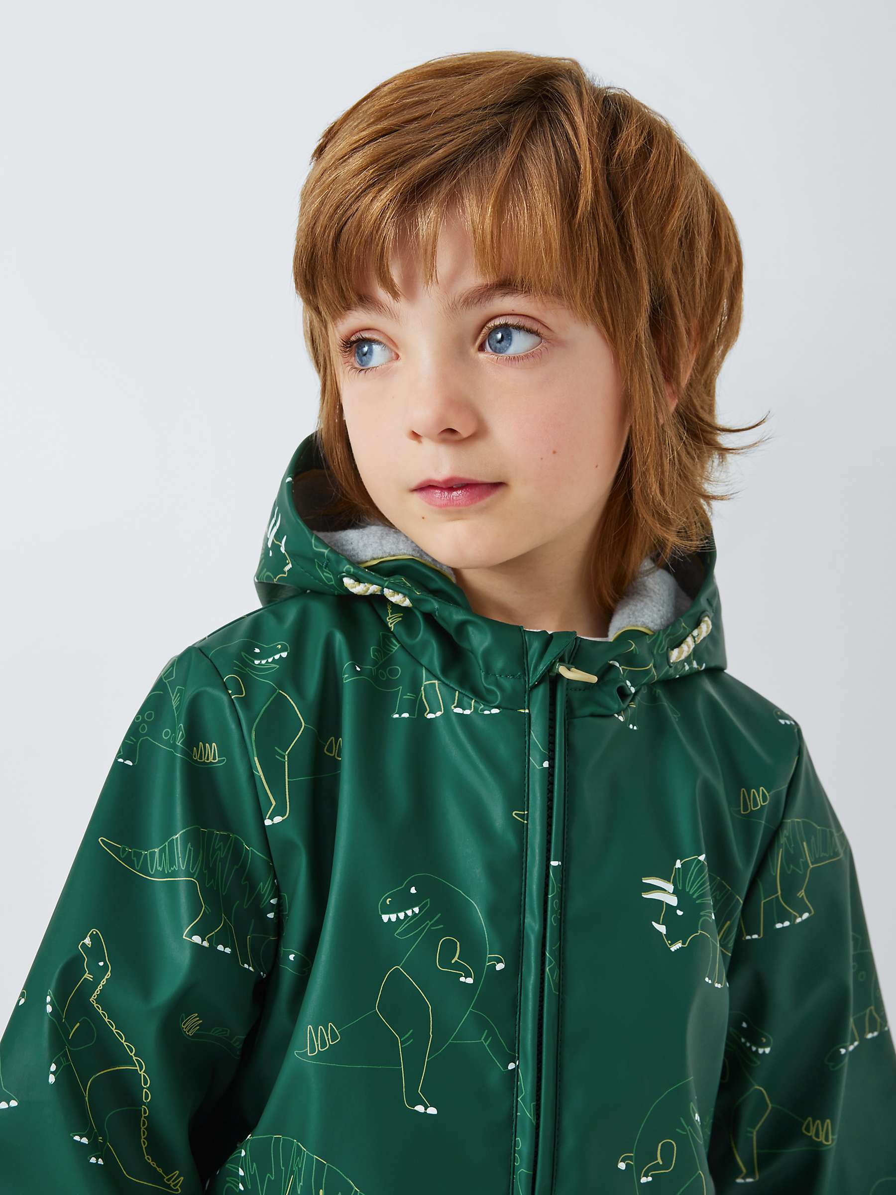 Buy John Lewis Kids' Dinosaur Shower Resistant Jacket, Green Online at johnlewis.com
