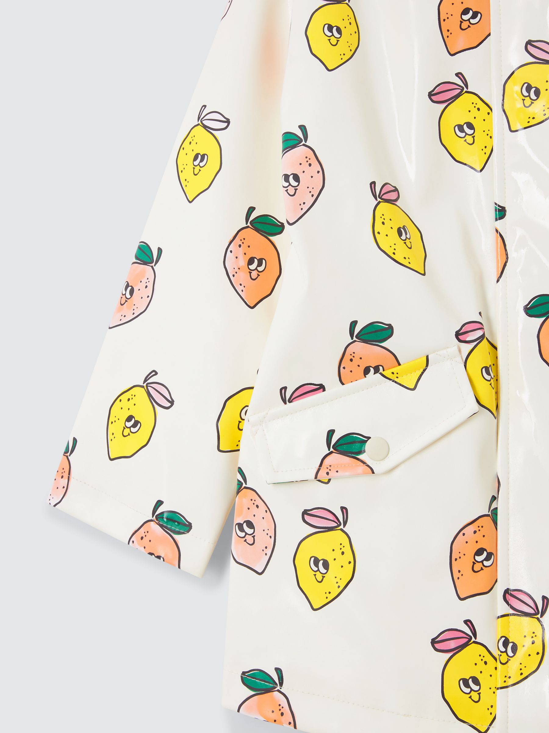 John Lewis ANYDAY Kids' Colour Changing Lemon Print Raincoat, White, 4 years