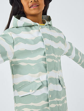 John Lewis ANYDAY Kids' Colour Changing Stripe Raincoat, Green/Multi