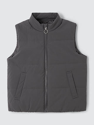 John Lewis Kids' Quilted Shower Resistant Ripstop Gilet, Charcoal