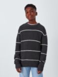 John Lewis Kids' Textured Stripe Knit Jumper, Ebony