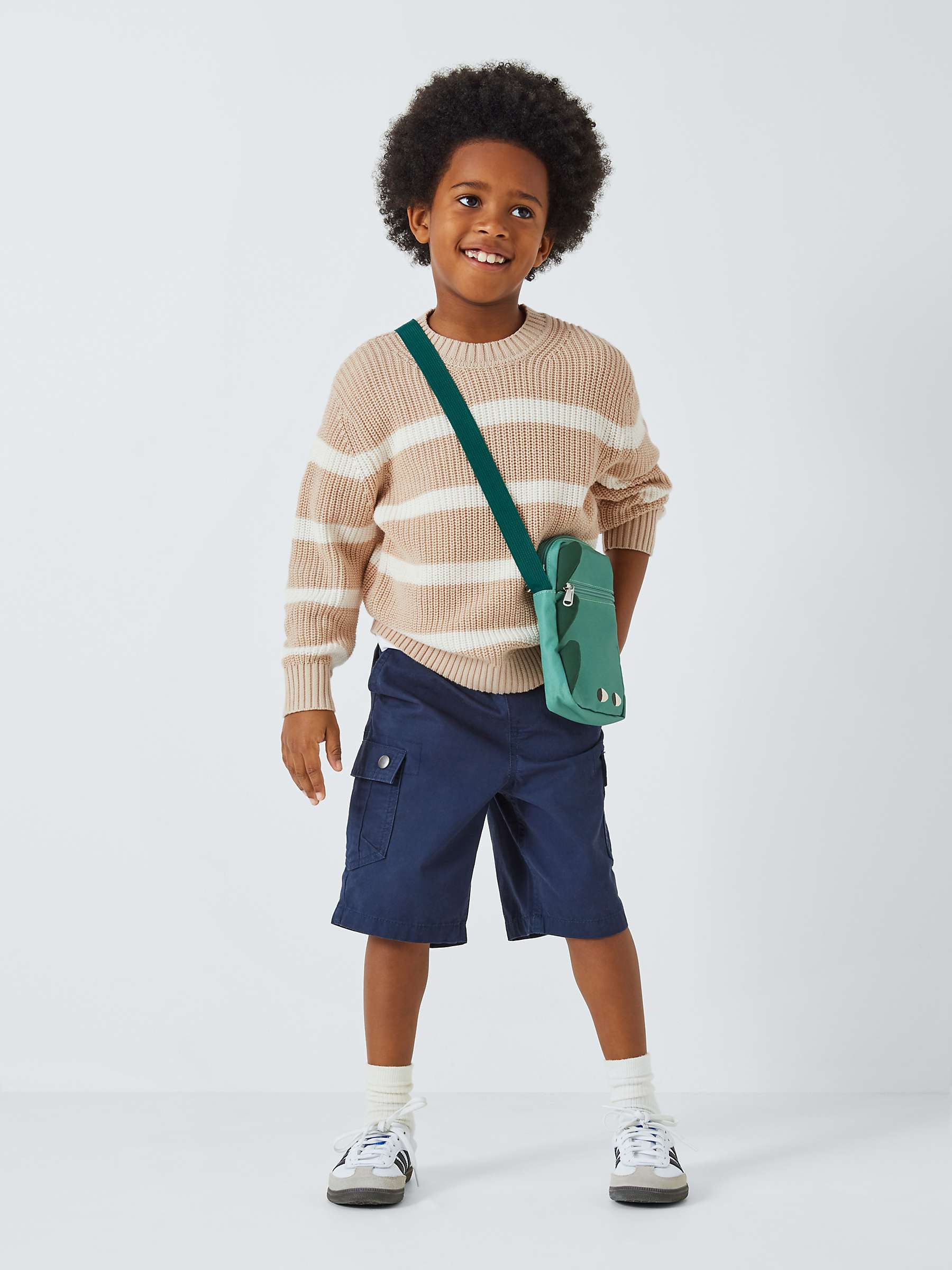 Buy John Lewis Kids' Striped Cotton Rib Knit Jumper, Beige Online at johnlewis.com