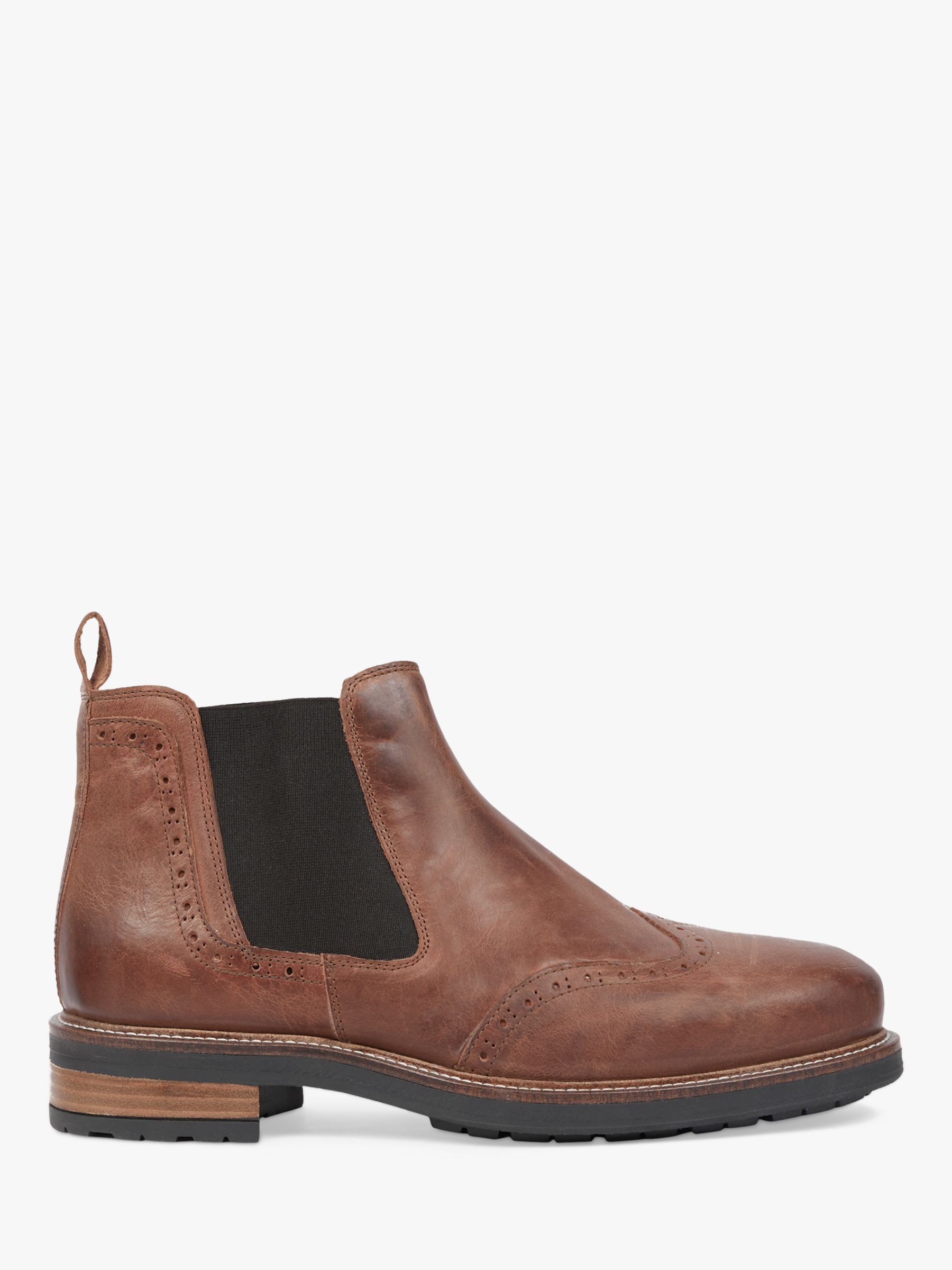 Celtic & Co. Leather Chelsea Brogue Boots, Antique Brown at John Lewis ...