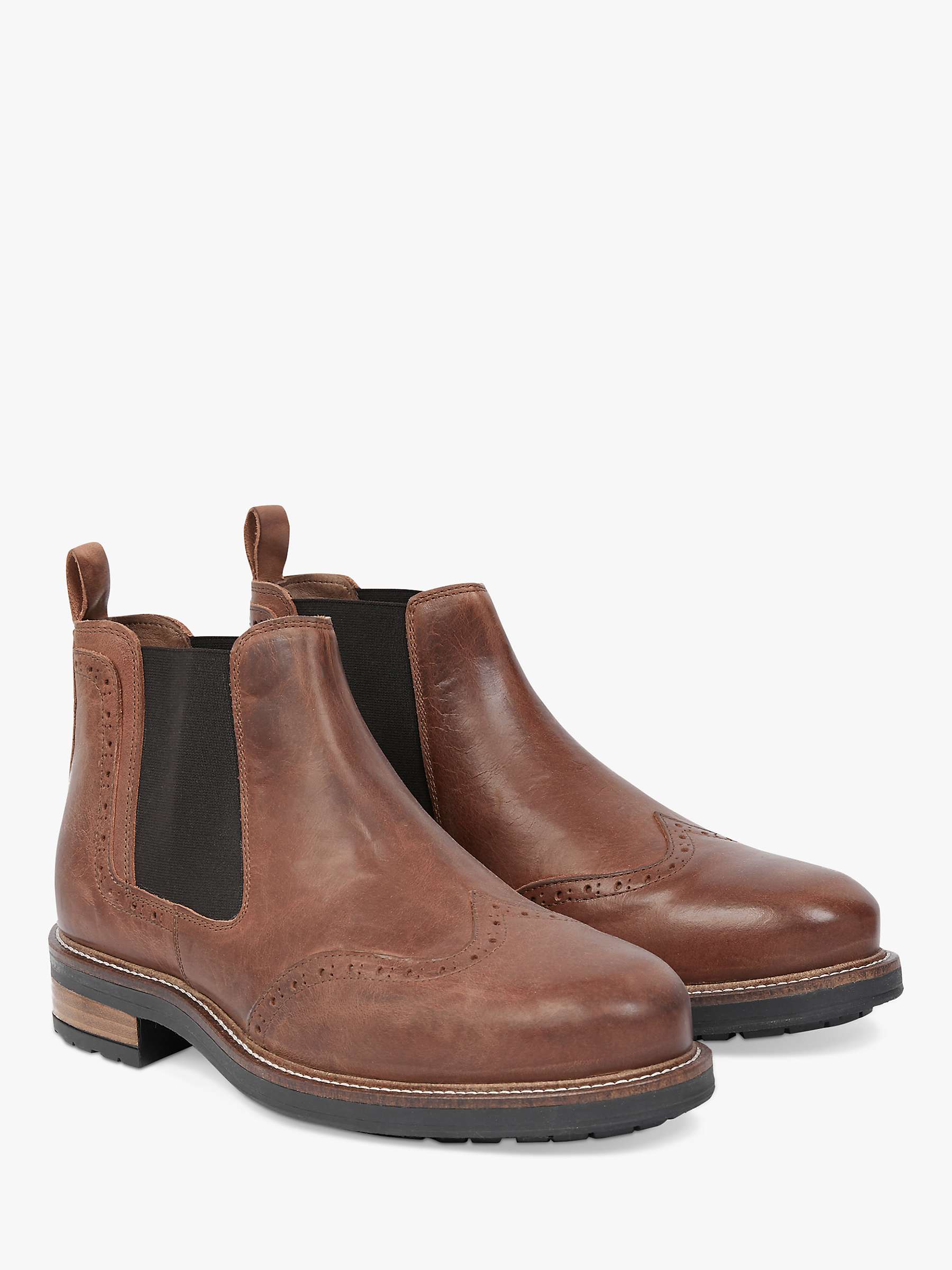Buy Celtic & Co. Leather Chelsea Brogue Boots, Antique Brown Online at johnlewis.com