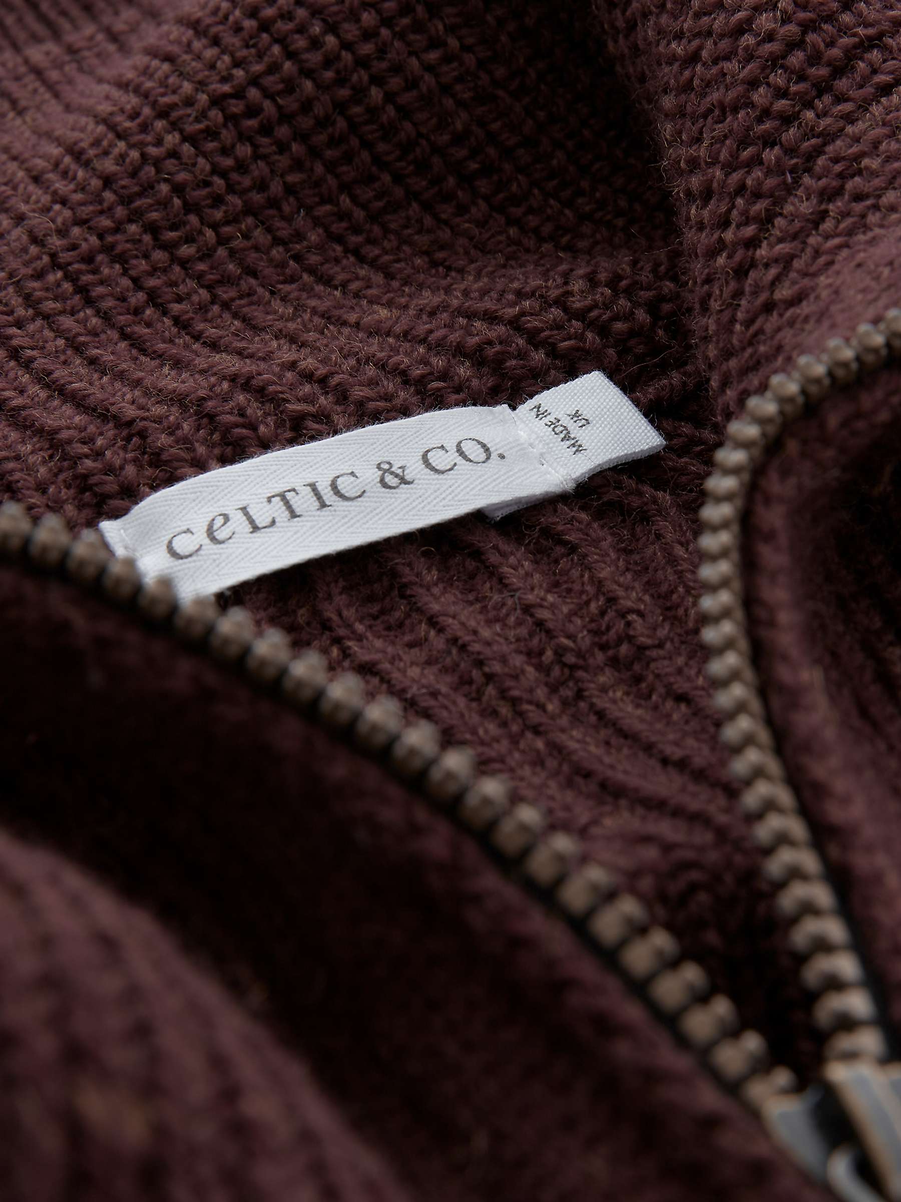 Buy Celtic & Co. Ribbed Zip Merino Wool Cardigan Online at johnlewis.com