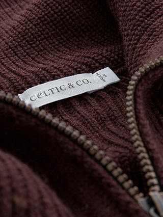 Celtic & Co. Ribbed Zip Merino Wool Cardigan, Merlot