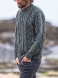 Celtic & Co. Plait Merino Wool Cable Knit Jumper, Charcoal