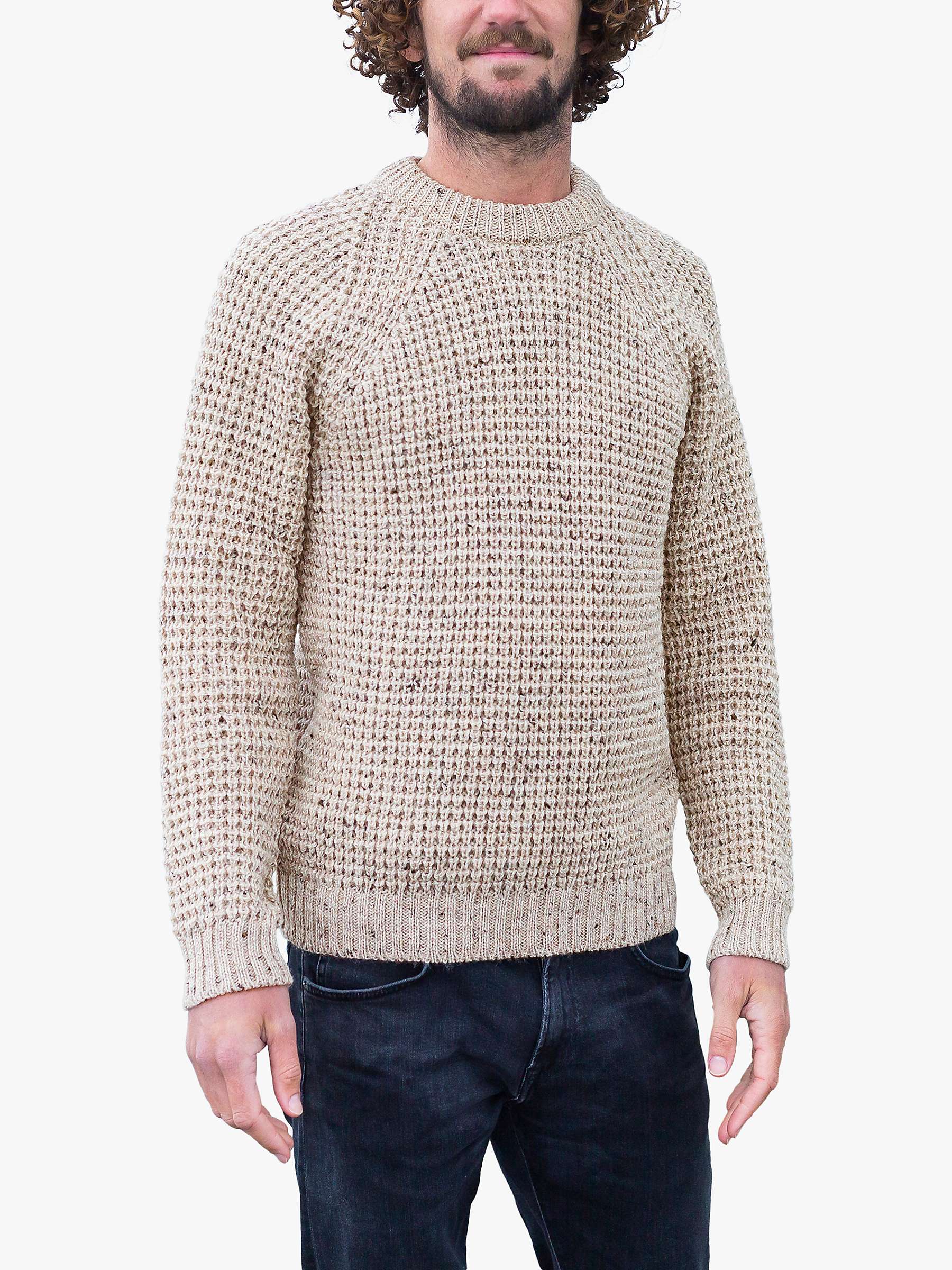 Buy Celtic & Co. Waffle Stitch Crew Jumper, Oatmeal Online at johnlewis.com