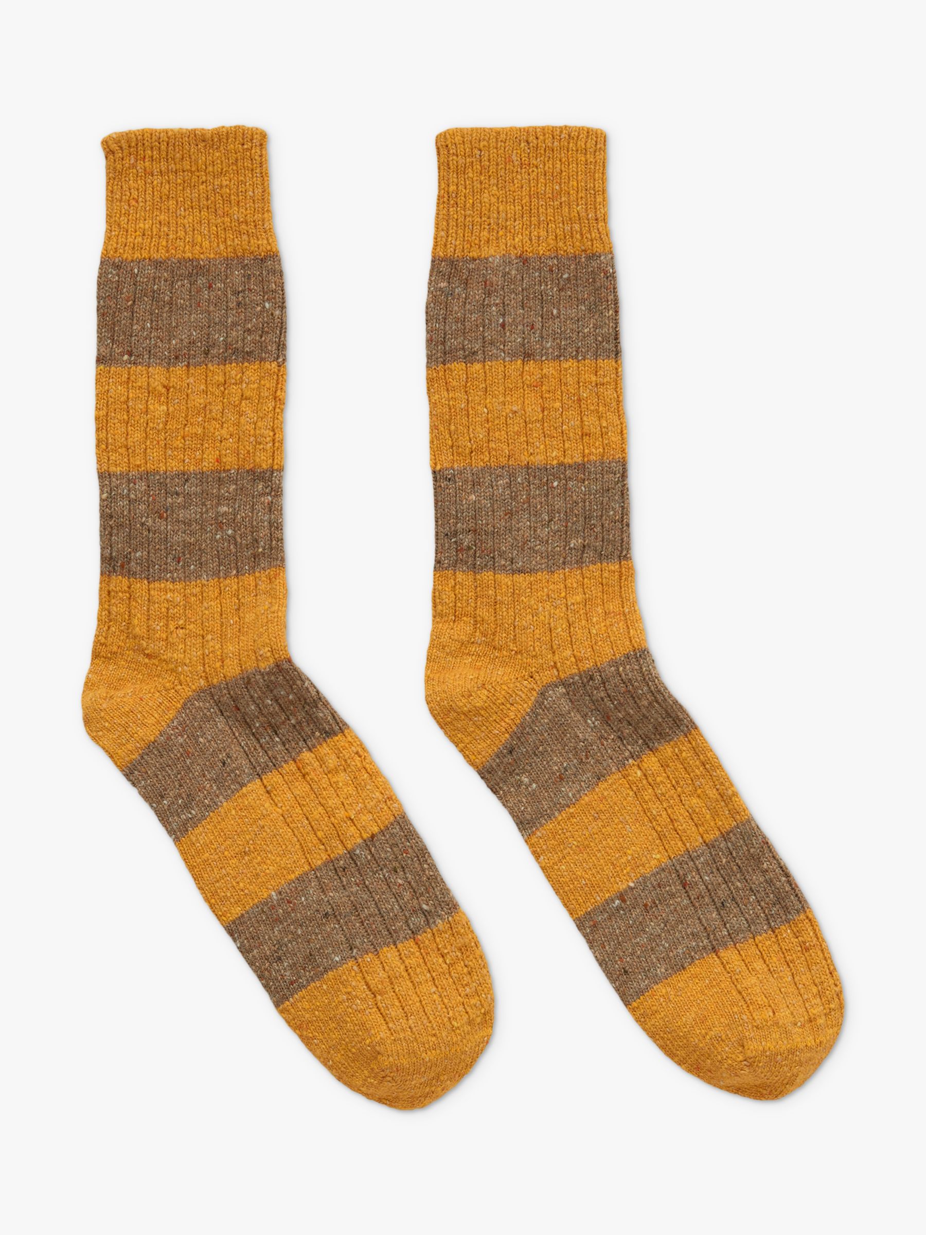 Celtic & Co. Donegal Stripe Socks, Gold at John Lewis & Partners