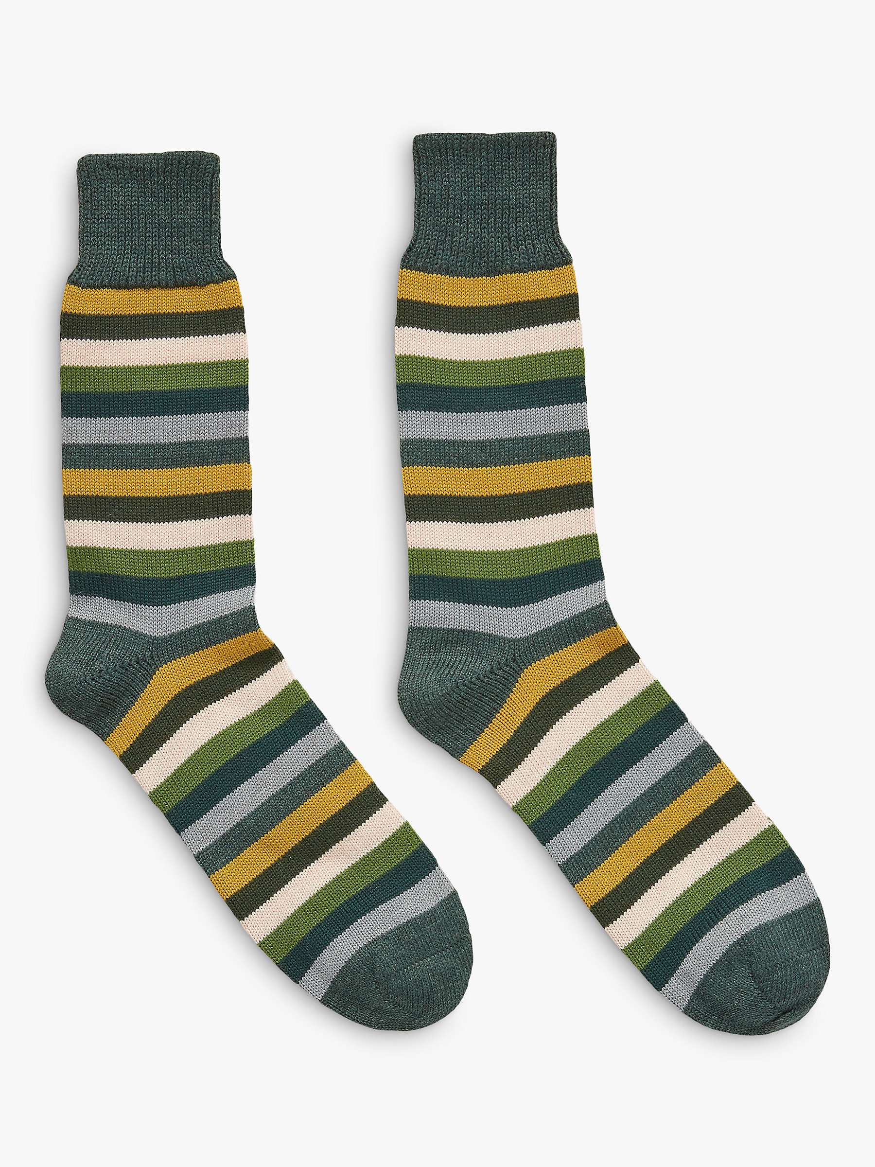Celtic & Co. Merino Cotton Stripe Sock, Green/Multi at John Lewis ...