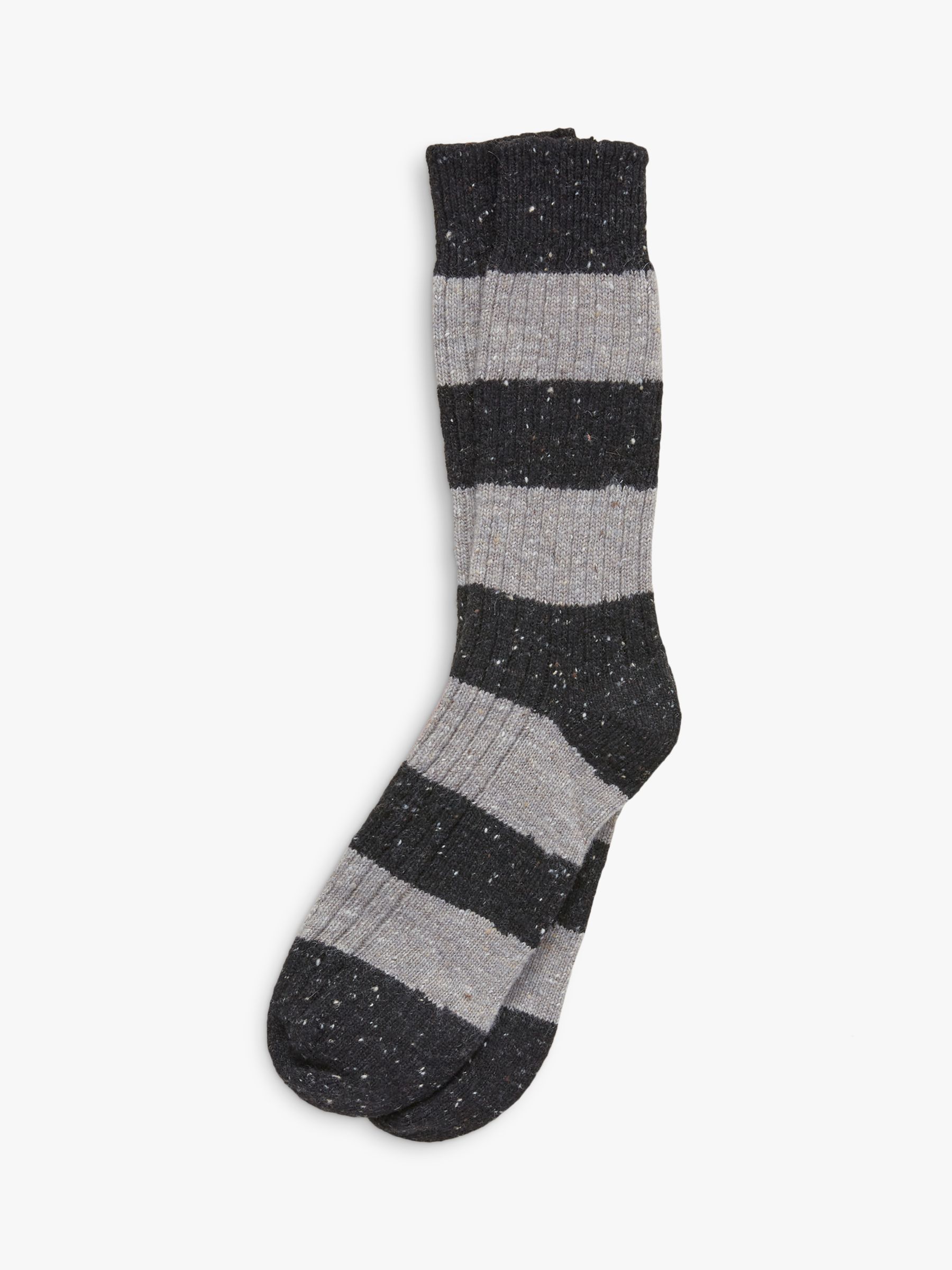 Celtic & Co. Donegal Stripe Socks, Dark Grey at John Lewis & Partners