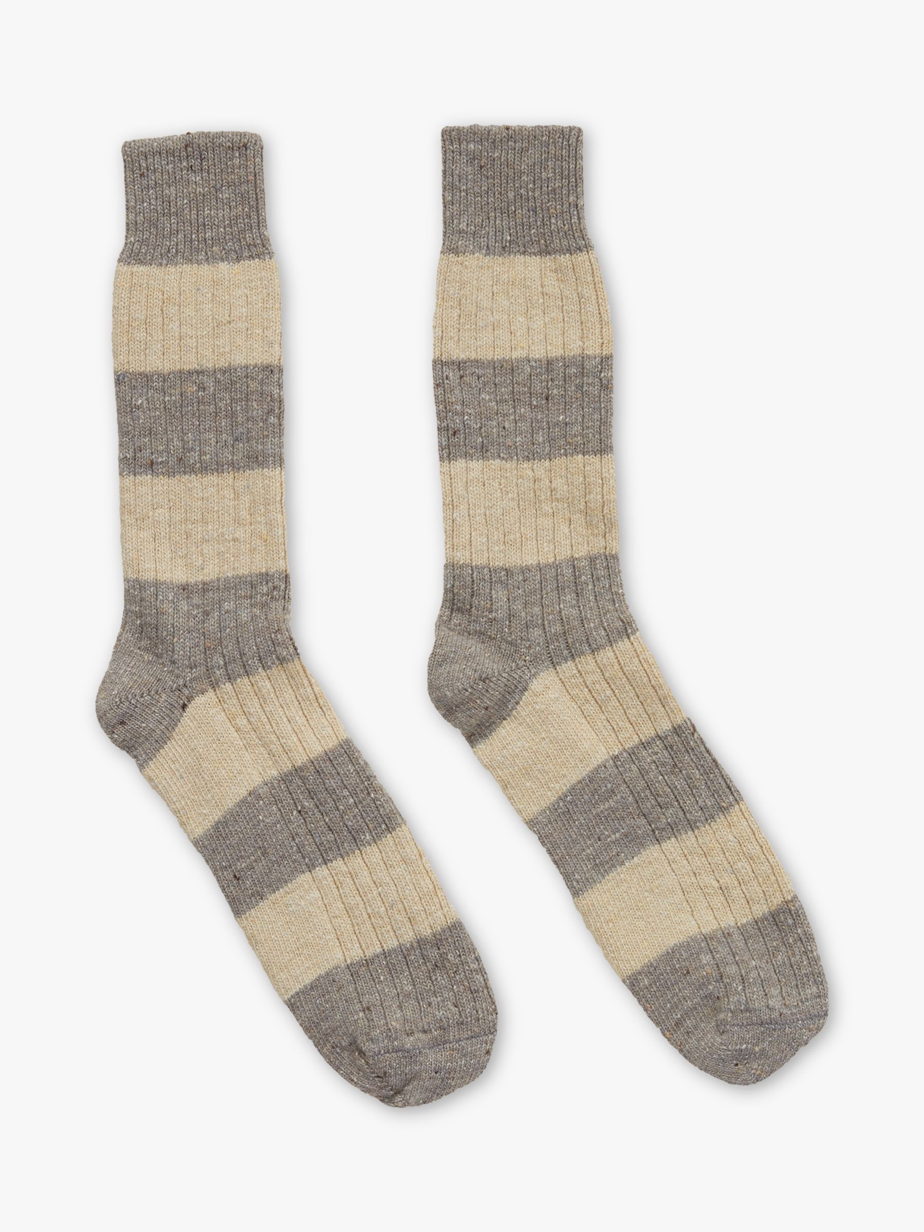 Celtic & Co. Donegal Stripe Socks, Cream/Multi at John Lewis & Partners