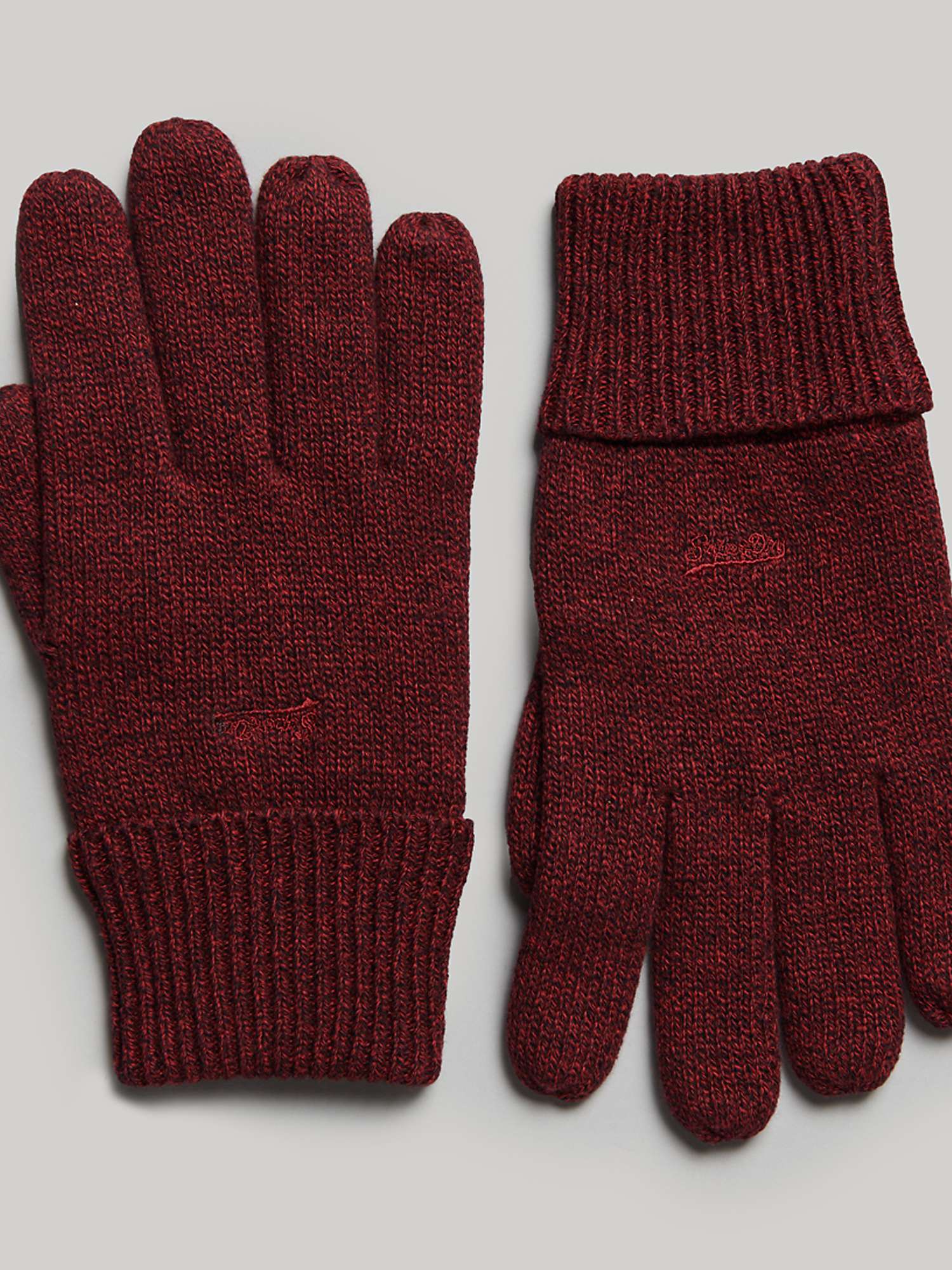 Superdry Vintage Logo Gloves, Dark Red Grit at John Lewis & Partners