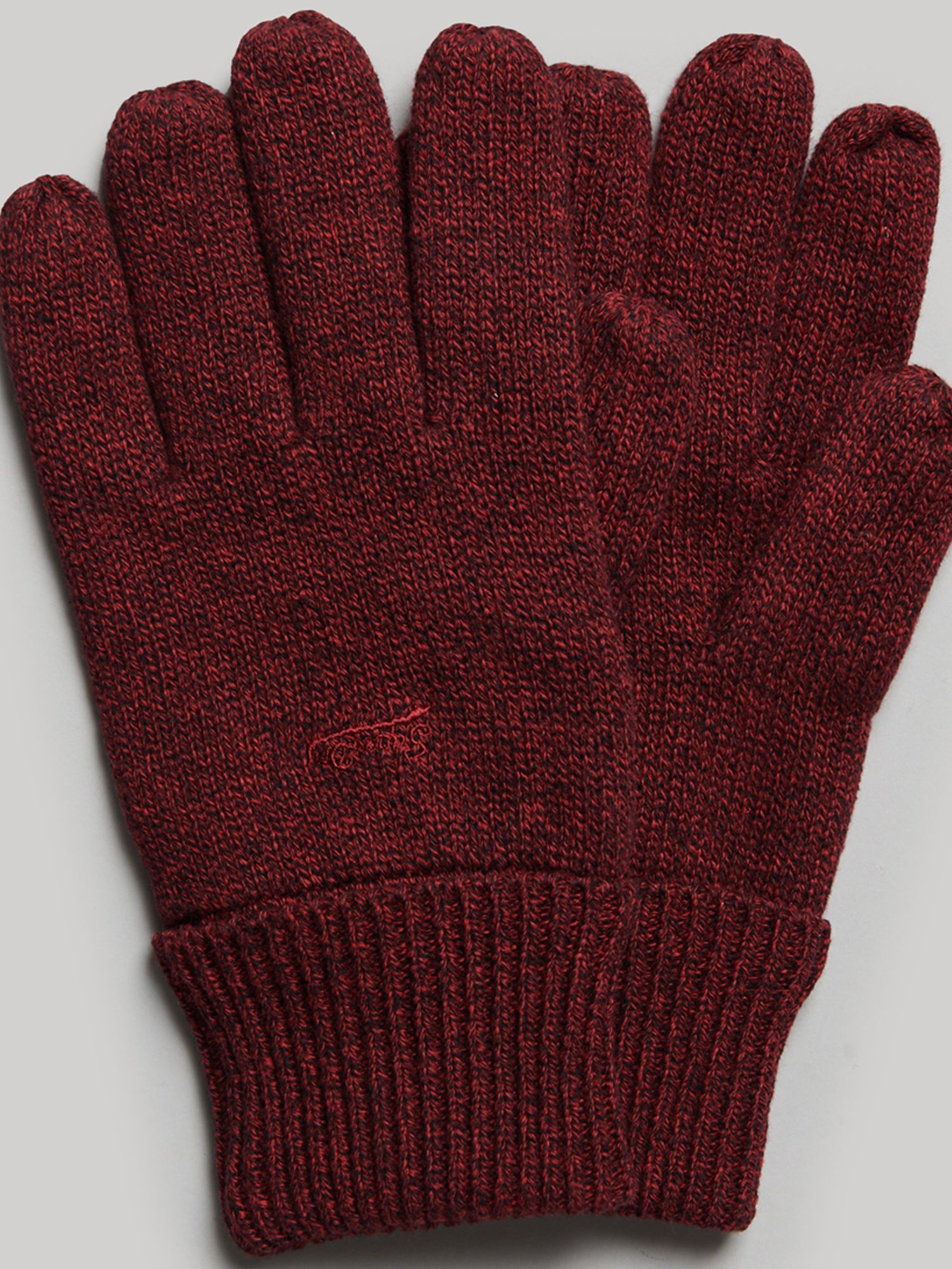 Superdry Vintage Logo Gloves, Dark Red Grit at John Lewis & Partners