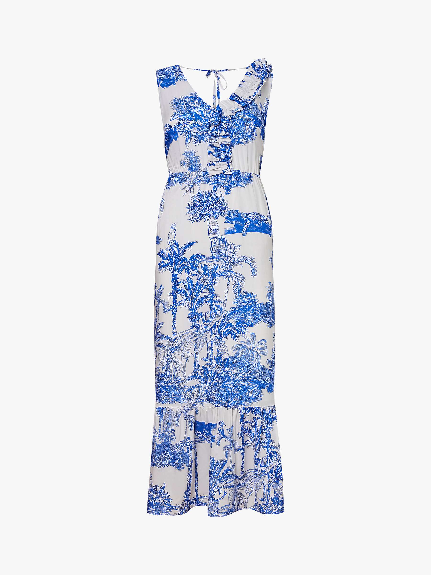 Buy James Lakeland Palm Tree Ruched Maxi Dress, Blue Online at johnlewis.com