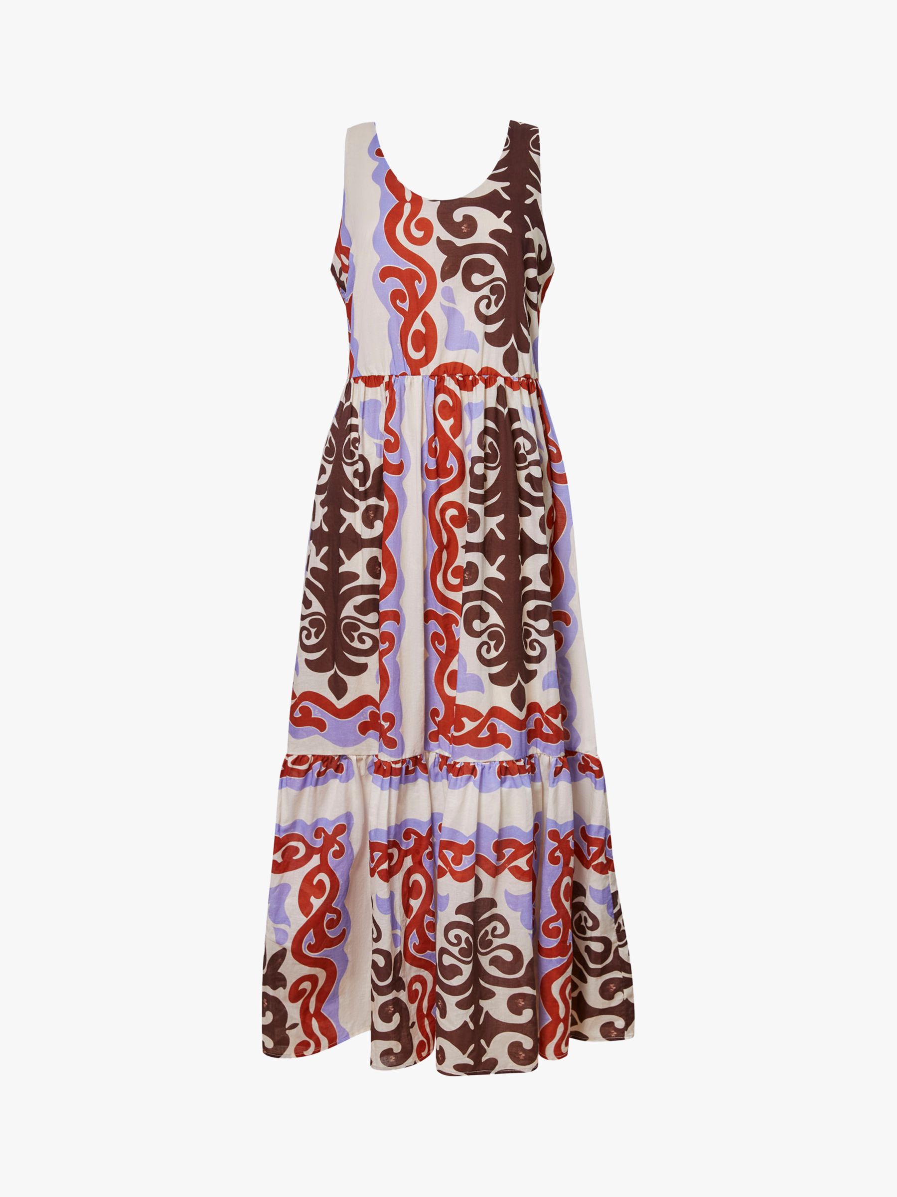 James Lakeland Wide Neckline Strappy Midi Dress, Multi, 8