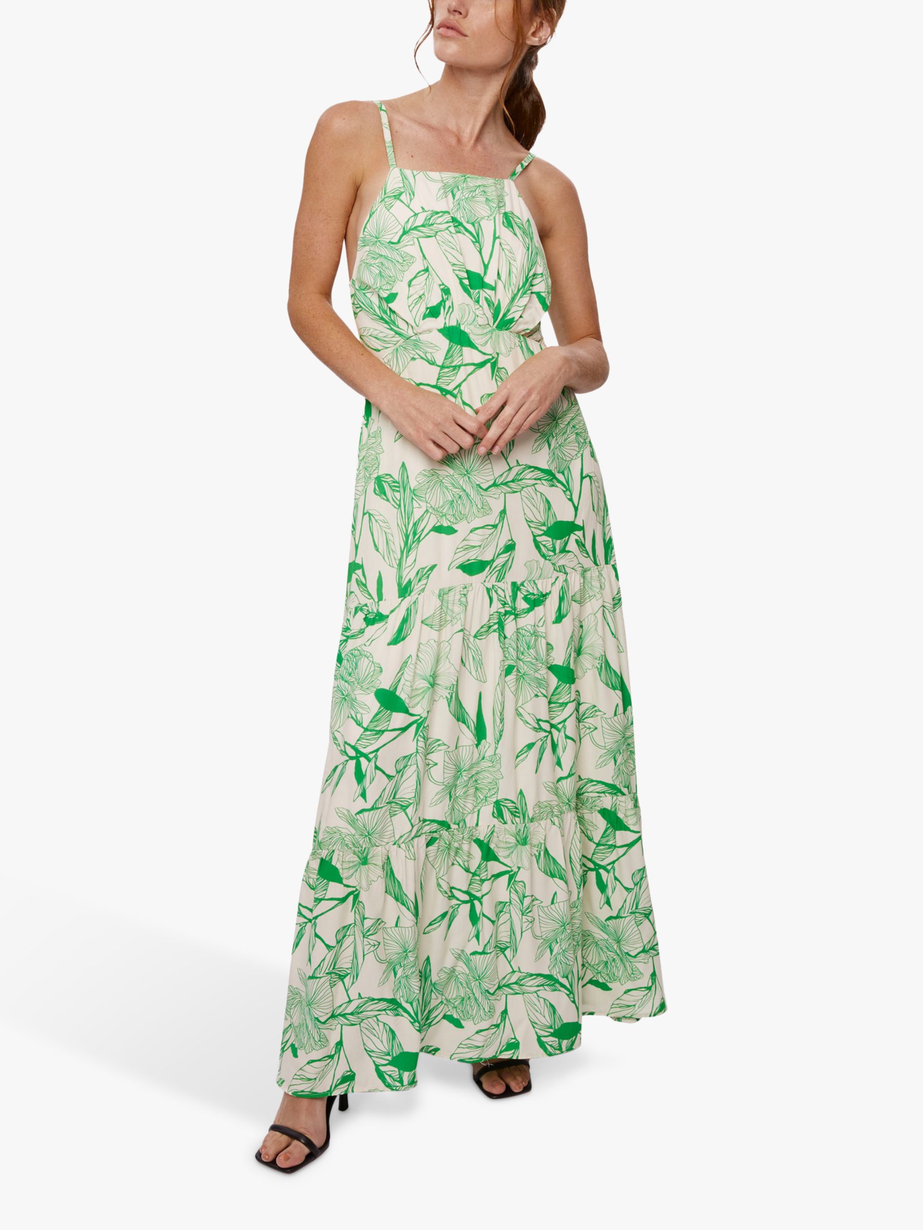James Lakeland Floral Open Back Maxi Dress, Green, 14