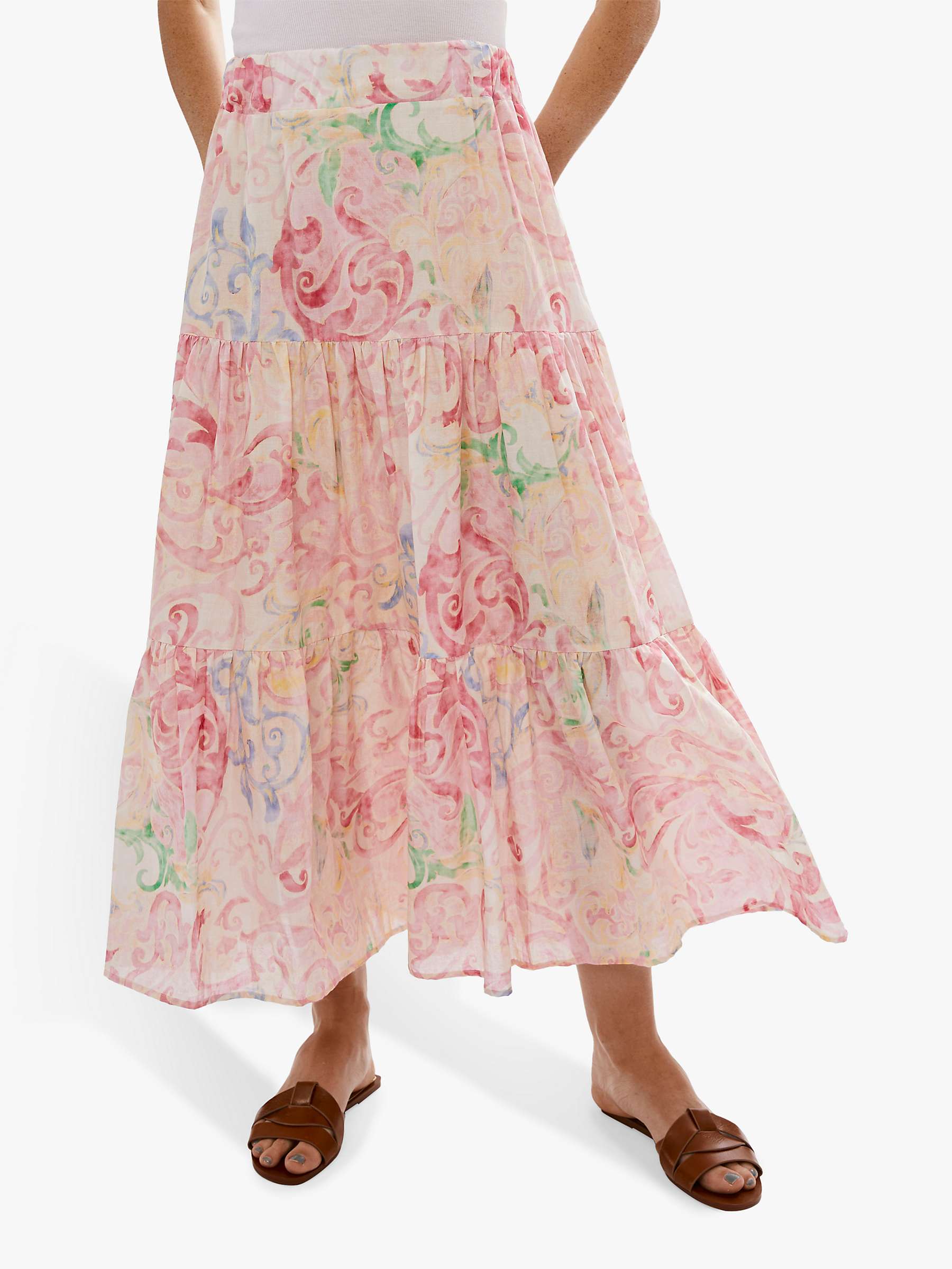 Buy James Lakeland Tiered Midi Skirt, Pale Pink Online at johnlewis.com