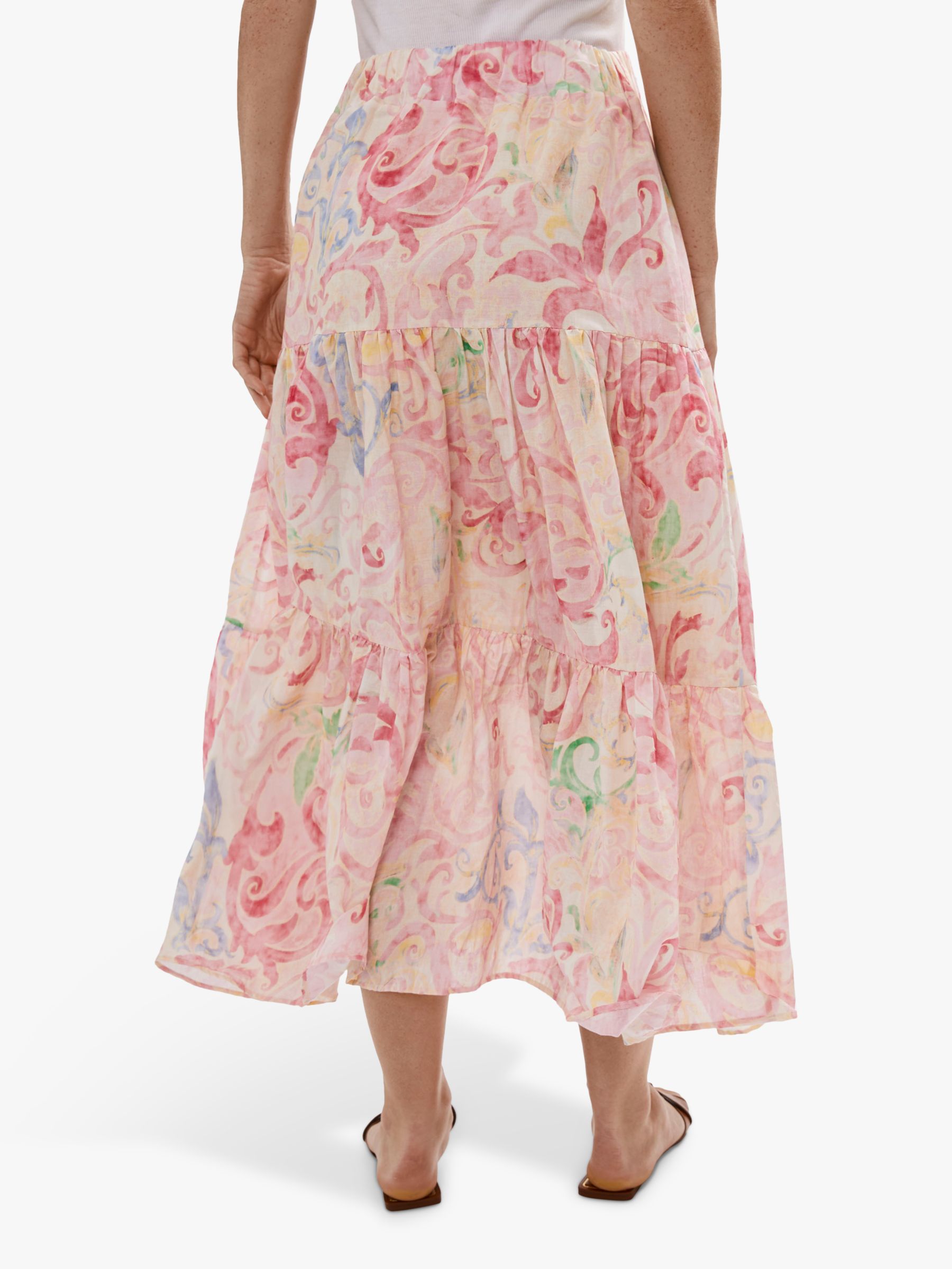 Buy James Lakeland Tiered Midi Skirt, Pale Pink Online at johnlewis.com