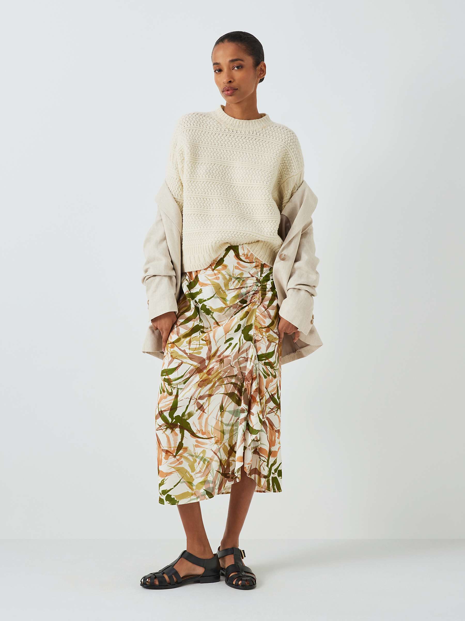 Buy John Lewis Wool Blend Herringbone Jumper, Ecru Online at johnlewis.com