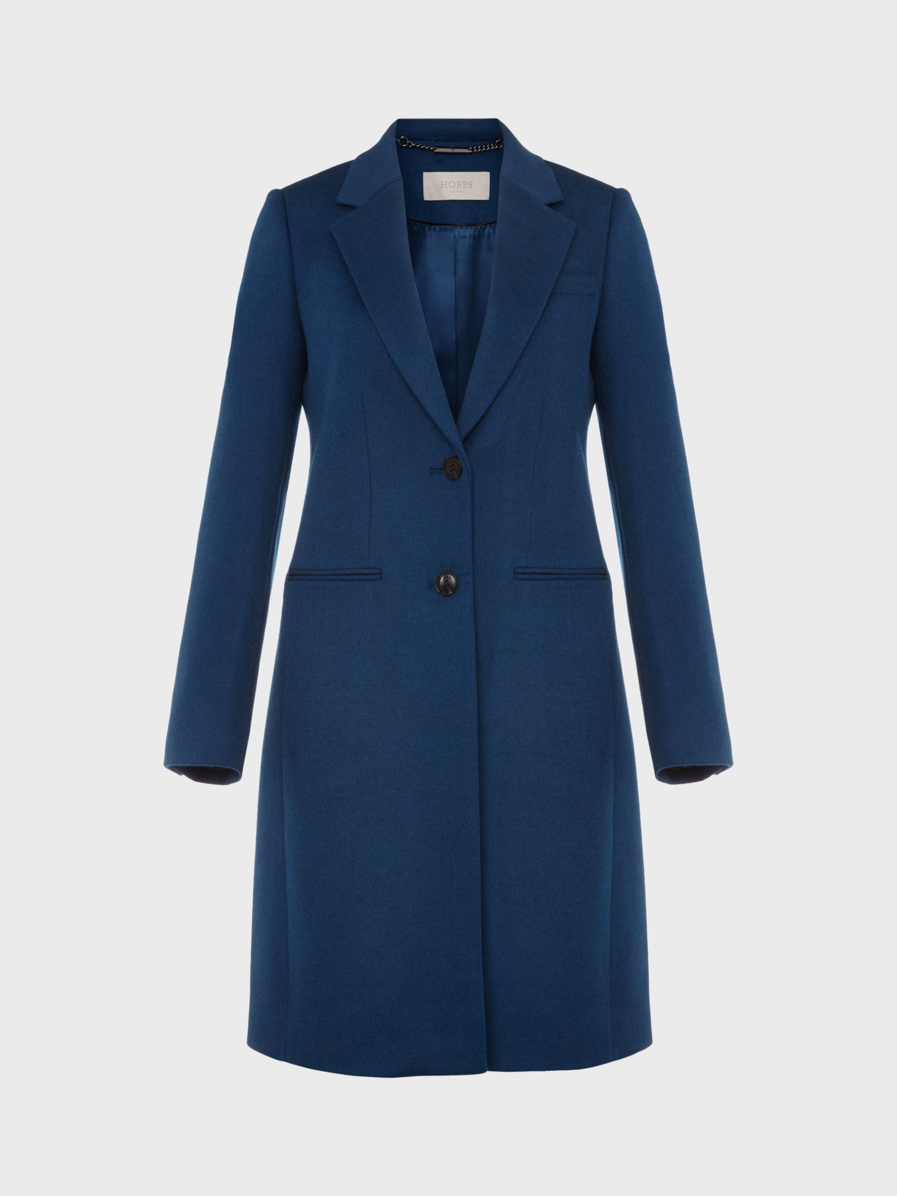 Hobbs Tilda Longline Wool Coat, Steel Blue at John Lewis & Partners