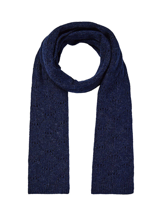 Brora Cashmere Pointelle Scarf, French Navy