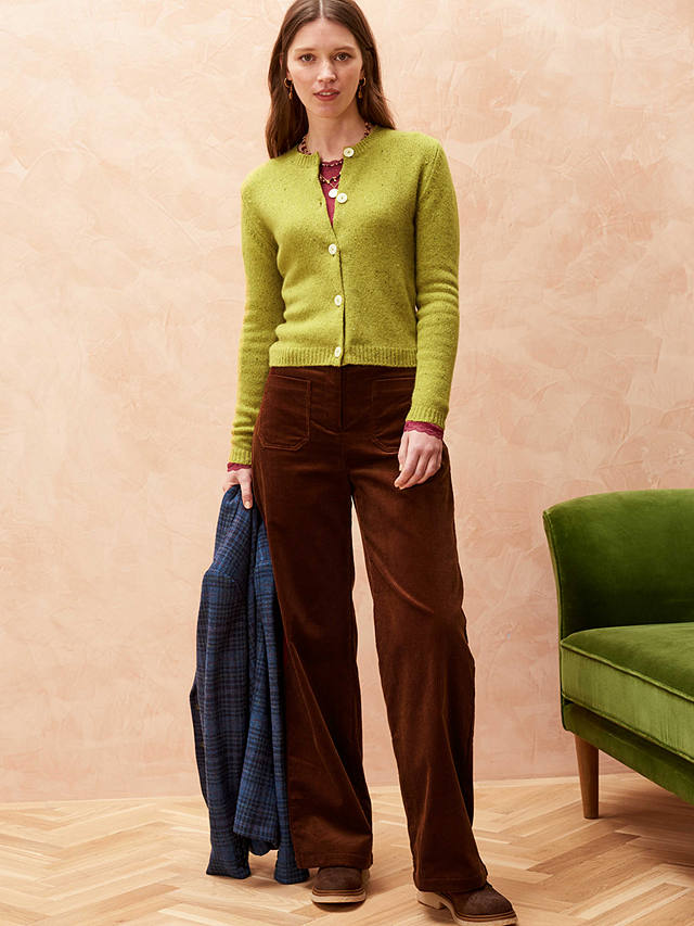 Brora Cashmere Donegal Cardigan, Chartreuse