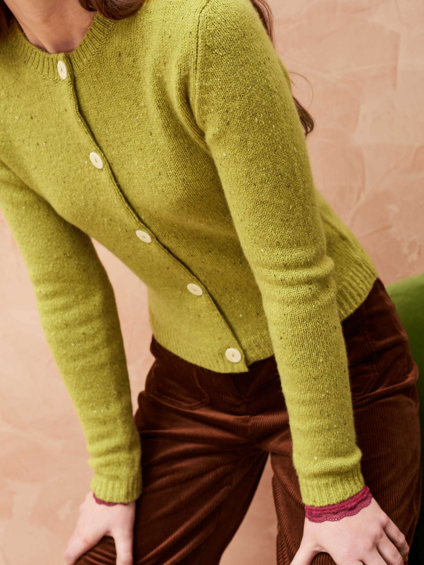 Buy Brora Cashmere Donegal Cardigan, Chartreuse Online at johnlewis.com