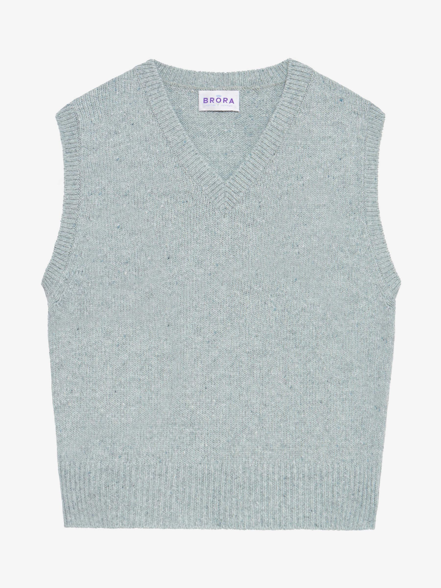 Brora Cashmere Donegal V-Neck Tank, Duck Egg at John Lewis & Partners