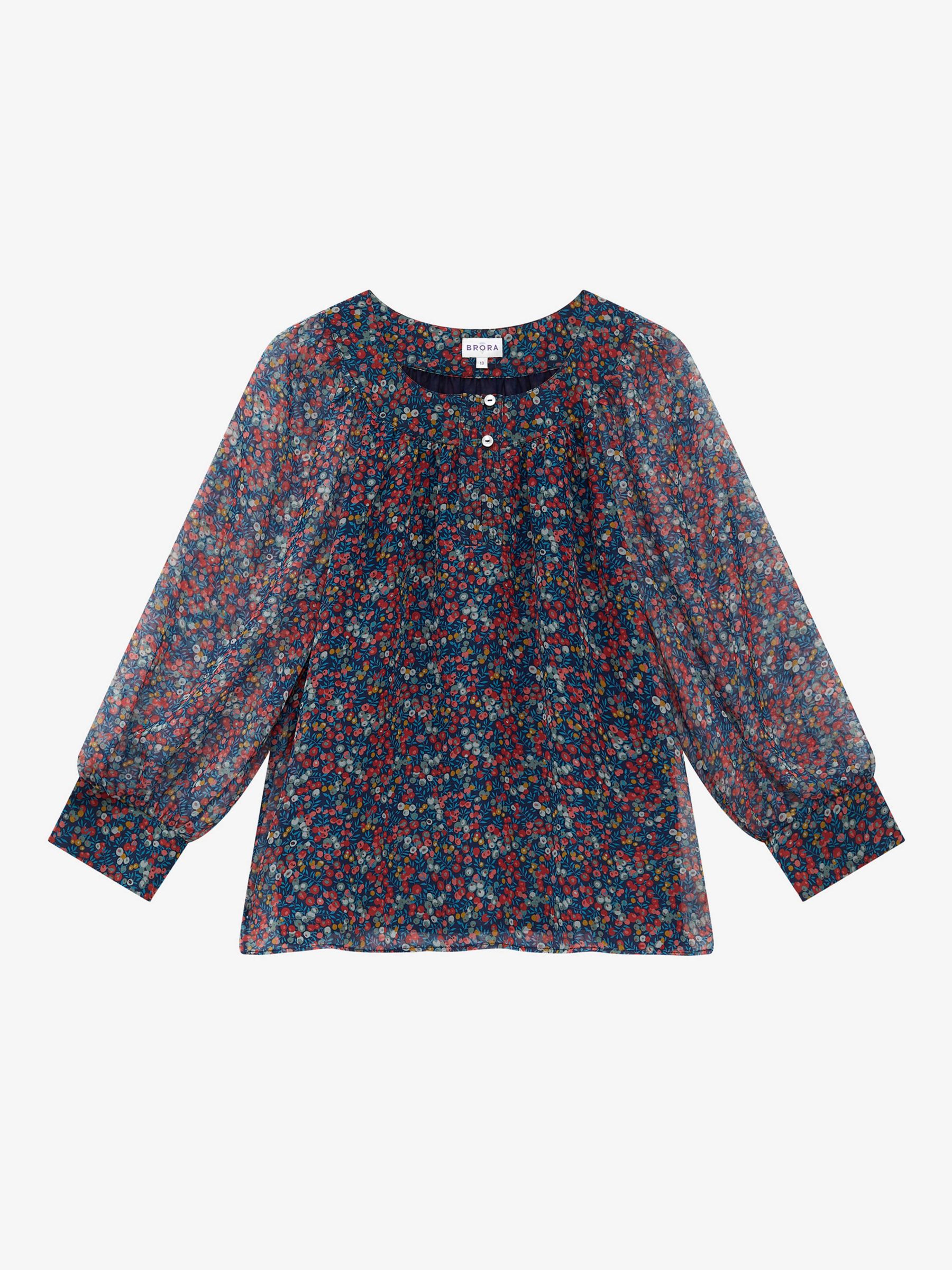 Brora Liberty Print Silk Chiffon Blouse, Pomegranate Berry at John ...