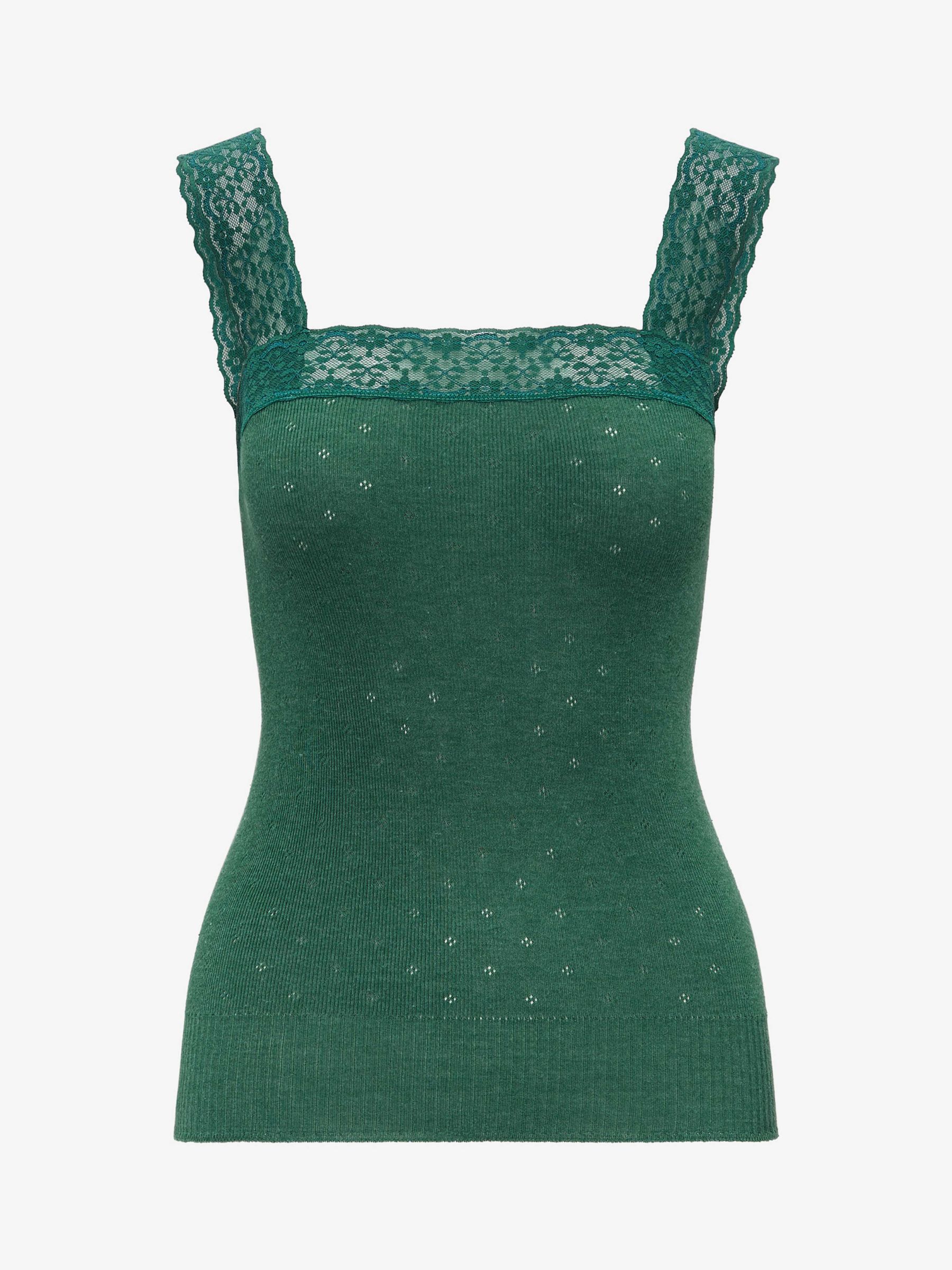 Brora Lace Trim Camisole Top, Emerald at John Lewis & Partners