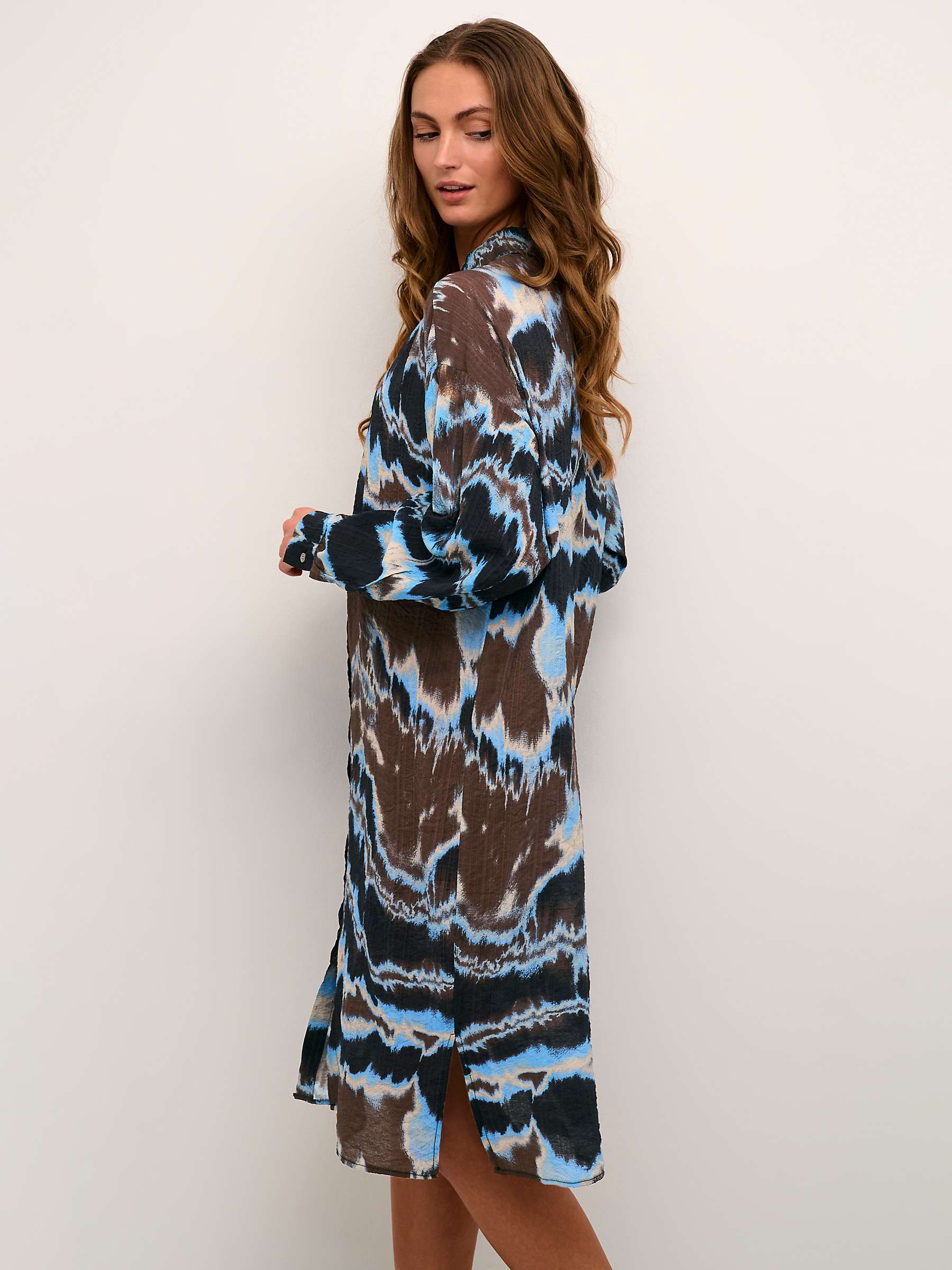 Buy KAFFE Susana Knee Length Shirt Dress, Brown/Multi Online at johnlewis.com