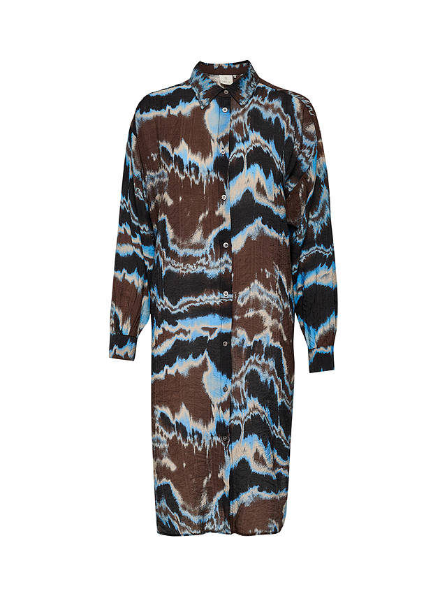 KAFFE Susana Knee Length Shirt Dress, Brown/Multi